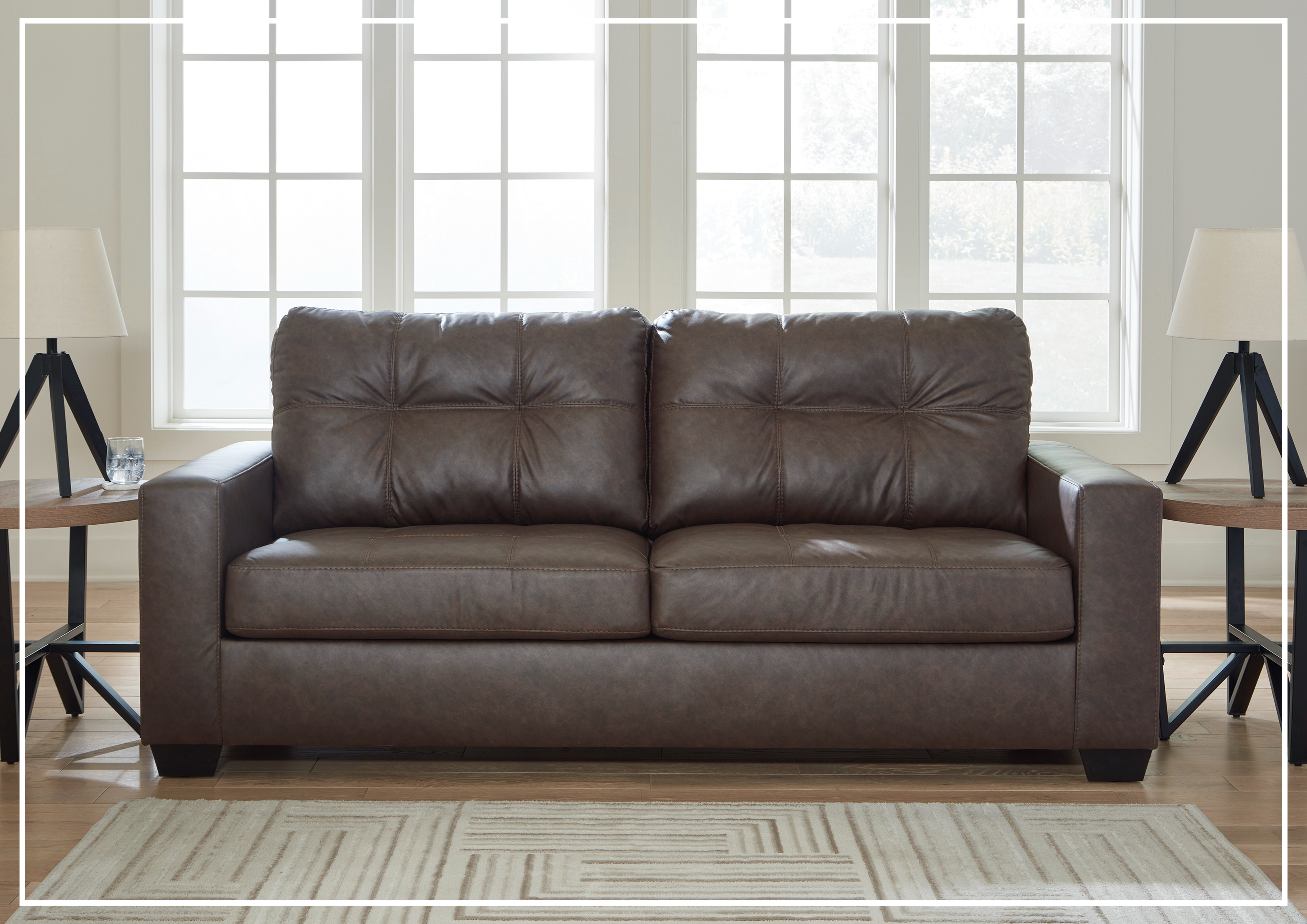 Gio Italia Bellagio Faux Leather Fabric Sofa - Luxurious Modern Living Room Furniture for Home & Office Decor