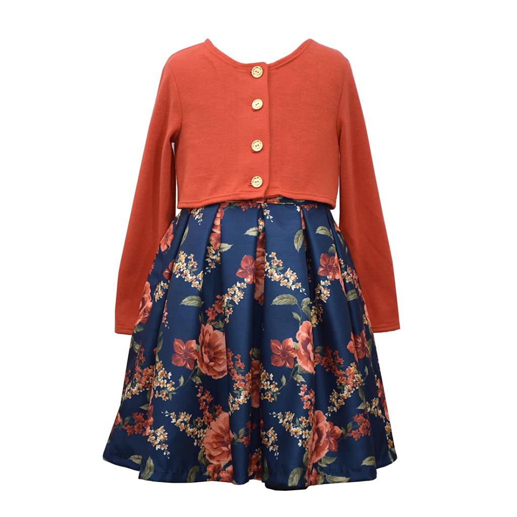 Bonnie Jean Girls Thanksgiving Dress with Cardigan - Cute Holiday Outfit for Family Gatherings, Church Events & Fall Photoshoots