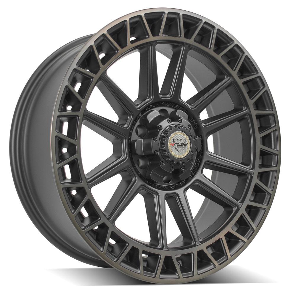 4Play Sport Series 4PS12 Satin Machined Wheels with Bronze Accents - 22x9.0 0 Offset - 6x135/6x139.7mm Bolt Pattern - 106.1mm Hub Bore - Perfect for Off-Road Trucks & SUVs