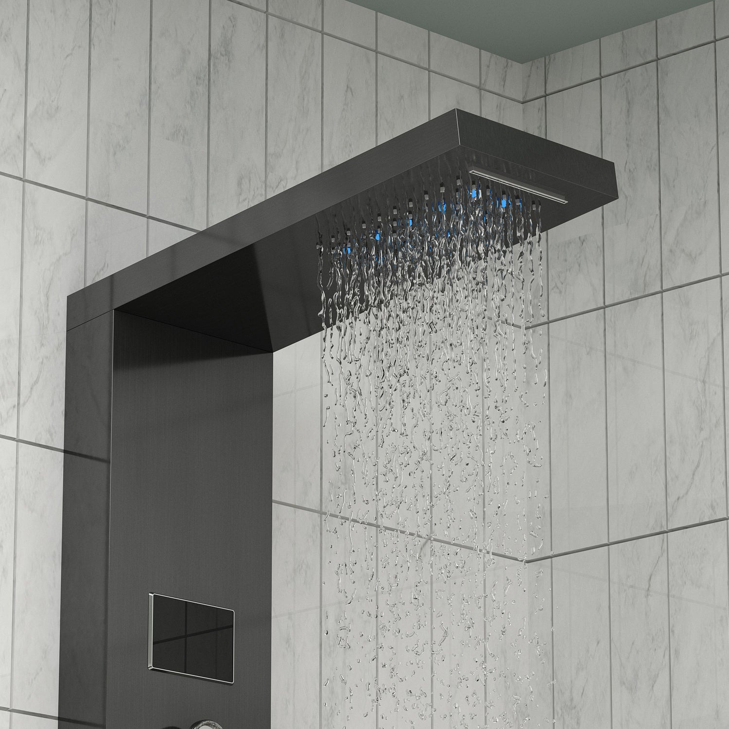 5 in 1 LED Shower Panel Tower with 6 Body Jets, Rainfall Shower Head & Temperature Display - Perfect for Luxury Bathroom Upgrade & Spa Experience at Home