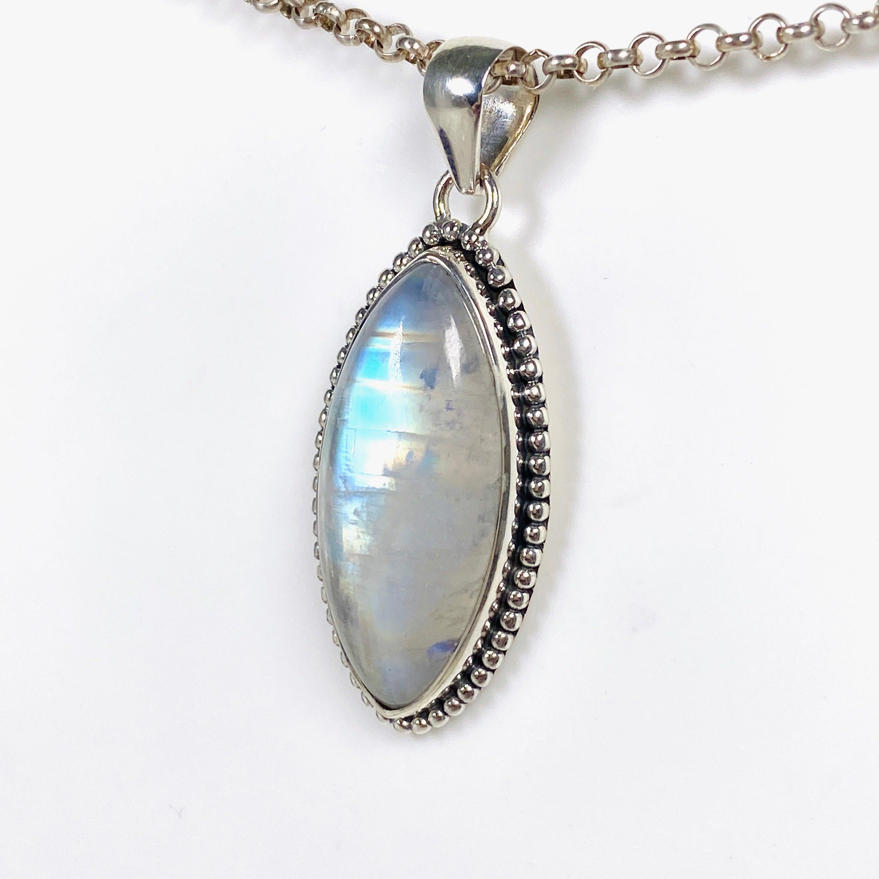 Moonstone Marquise Pendant Necklace KPGJ4033 - Elegant Gemstone Jewelry for Women, Perfect for Weddings, Parties & Special Occasions