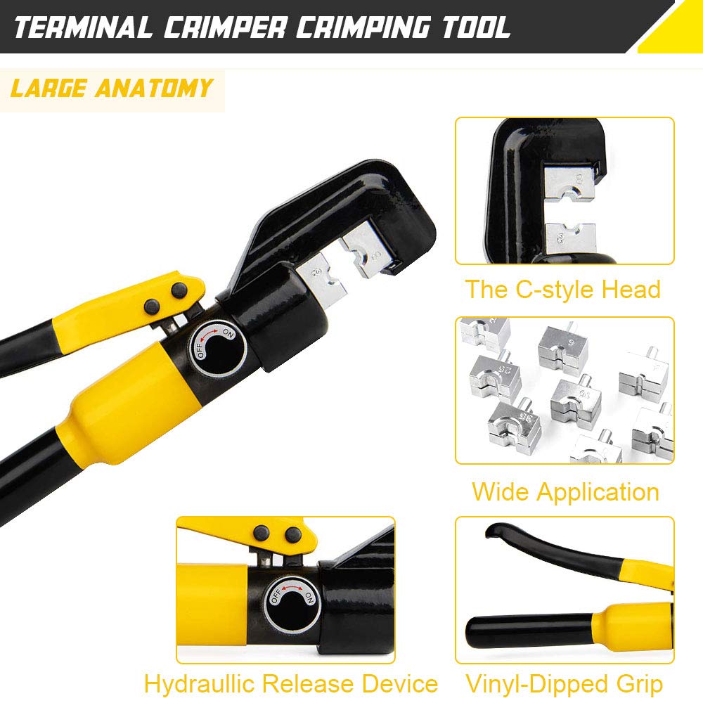 10 Ton Hydraulic Hand Crimper Tool Kit - Stainless Steel Cable Railing Crimper for 1/8