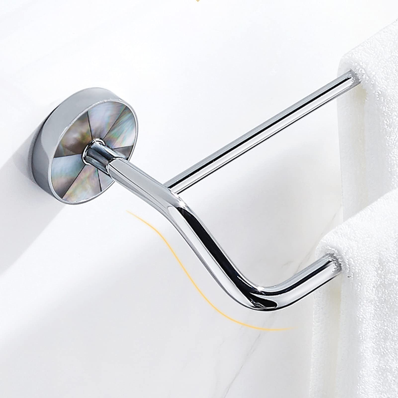 Polished Silver Double Wall Mounted Copper Towel Rail - 23.6 Inch (60cm) Bathroom & Kitchen Towel Bar with Deep Sea Shell Design - Perfect for Spa, Hotel, or Home Decor Accessories