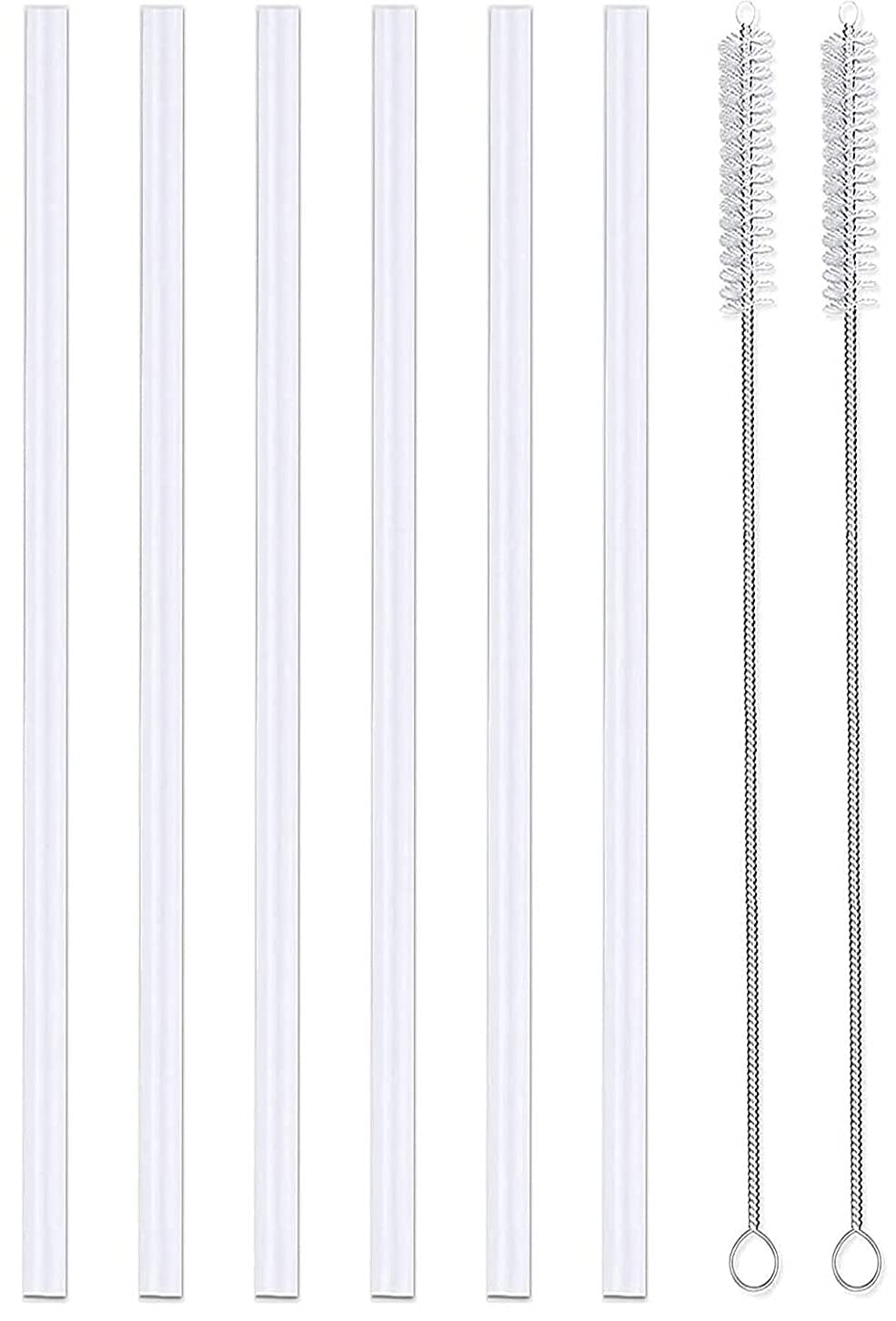 Hydro Flask Wide Mouth Water Bottle Straws - 6 Replacement Straws with 2 Brushes for Outdoor & Gym Use