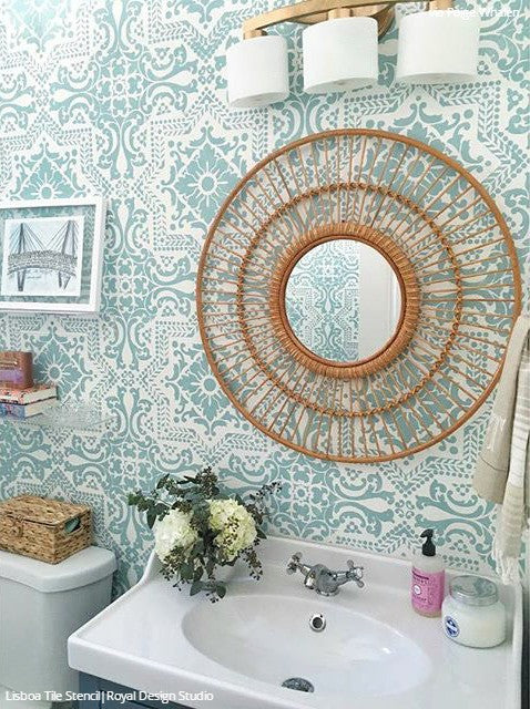 Lisboa Tile Stencil - Reusable DIY Ceramic Stencils for Home Decor, Wall Art & Craft Projects | Perfect for Bathroom, Kitchen Backsplash & Floor Tile Designs