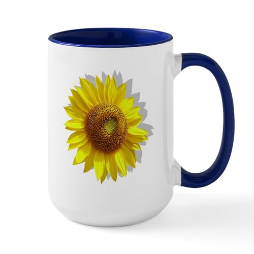 White/Navy Inside - The Sunflower Large Mug