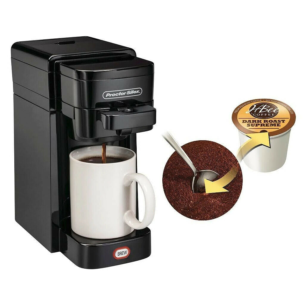 Proctor Silex 49961C Single Serve Coffee Maker - Compact & Fast Brewing for Home, Office, or Dorm Use