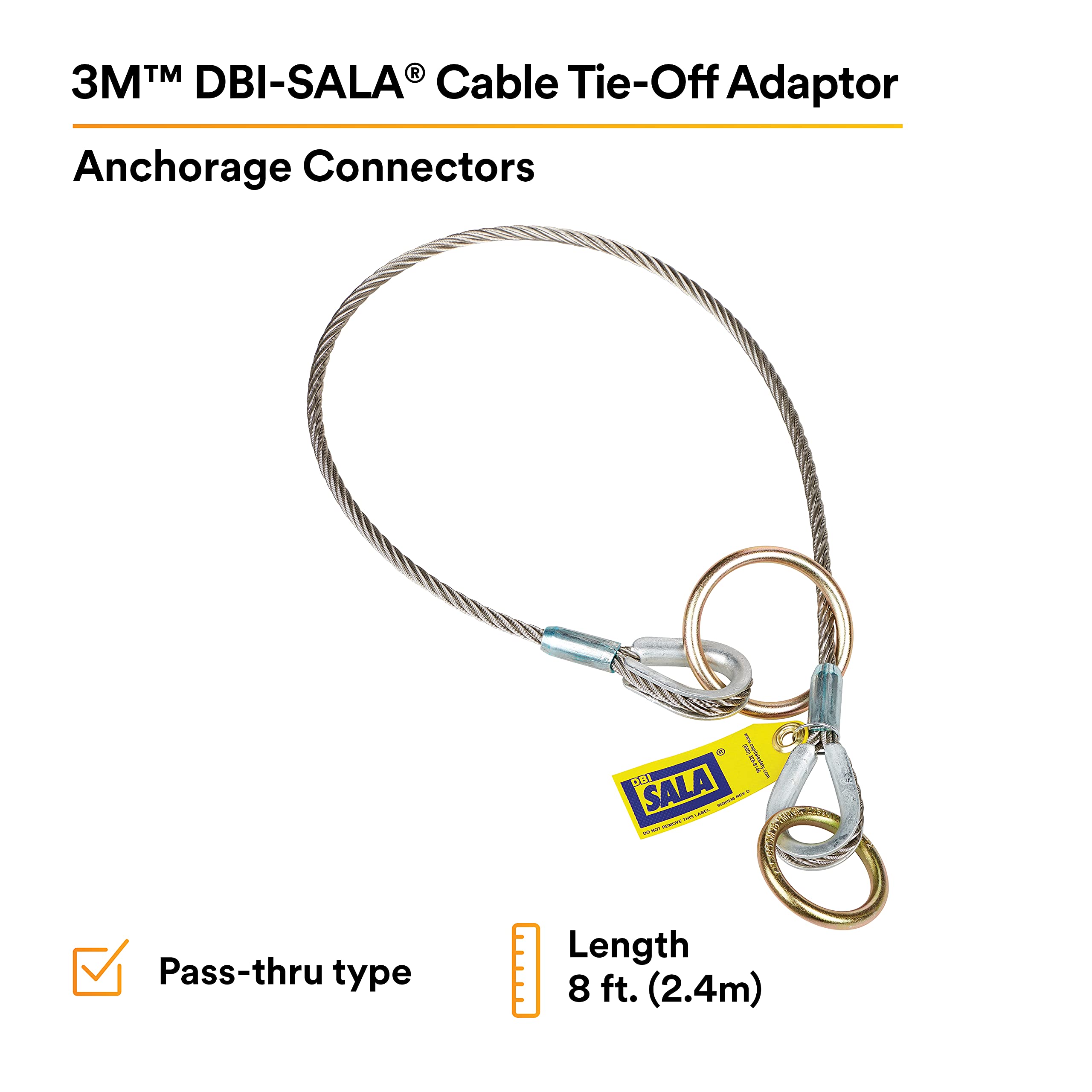 3M DBI-SALA 5900553 Reusable Cable Tie-Off Adapter - Secure Fall Protection for Construction & Roofing Safety | OSHA Compliant