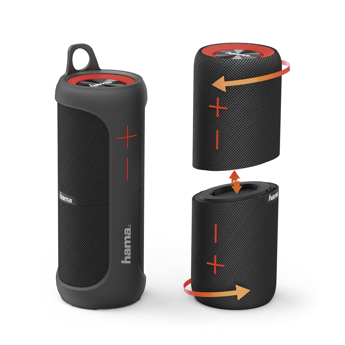Hama Soundcup-D 20W Portable Bluetooth Speaker - Wireless Stereo Speaker with 20W Power, IPX7 Waterproof & Shockproof, 100-2000Hz Frequency, 4Ω Impedance (Black) - Perfect for Outdoor, Beach, Camping, Travel, Home, Poolside, Backyard BBQs, Hiking, Gym, Shower & Office Use - Best Gift for Music Lovers - Ideal for Parties, Workouts, and Relaxation - Great for Pool Parties, Beach Getaways, Camping Trips, Home Entertainment & Outdoor Adventures