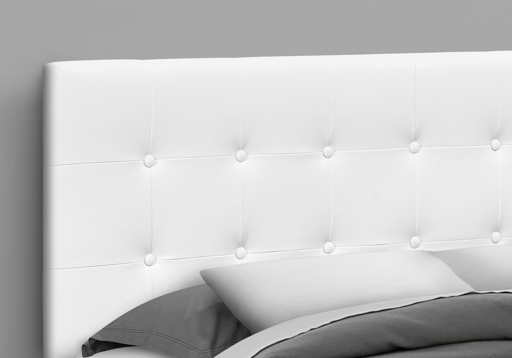 Queen Size White Faux Leather Headboard - Modern Upholstered Bed Frame Headboard for Bedroom, Guest Room, and Dorm Decor