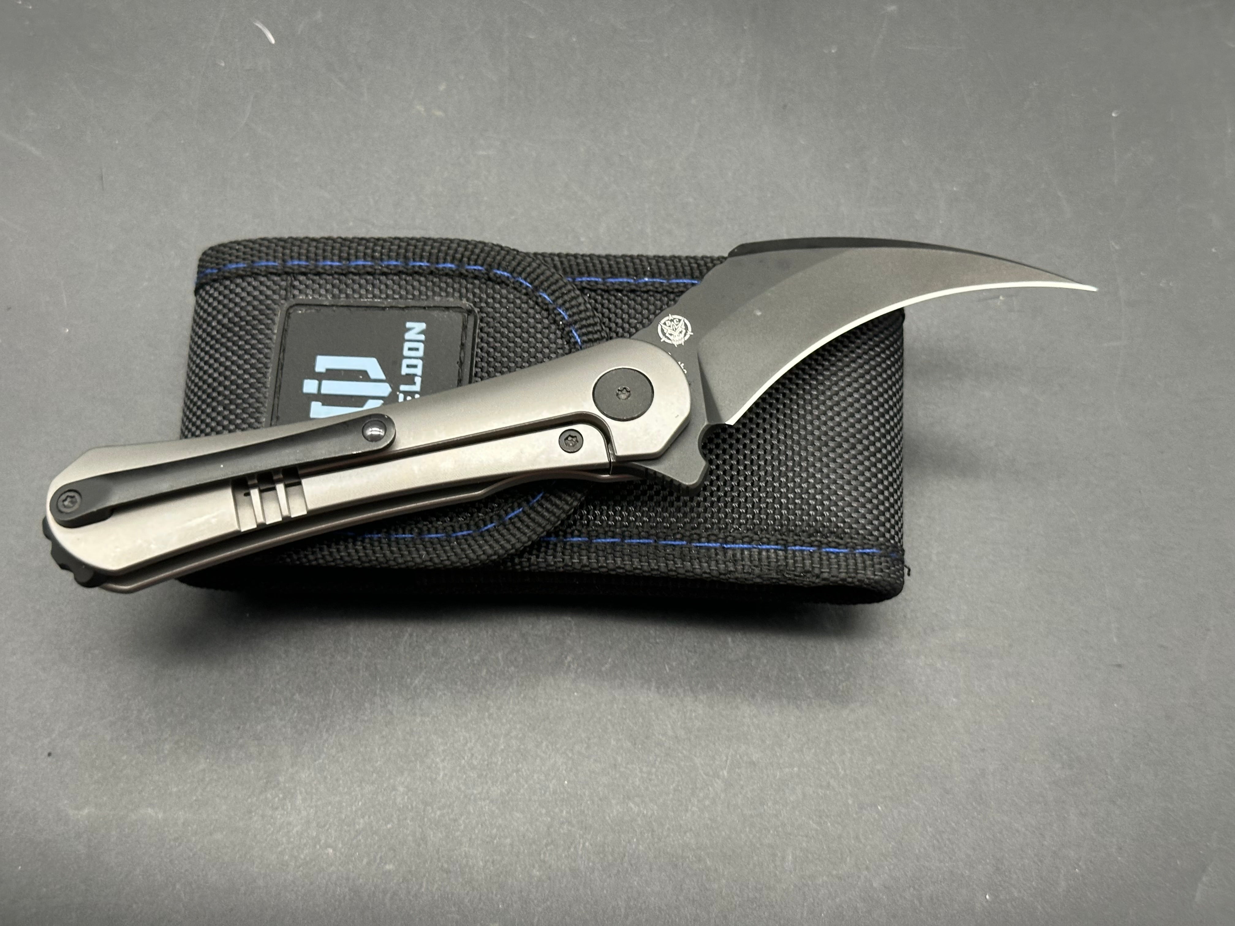 Premium Shieldon Scythe Pocket Knife - S35VN Stainless Steel Blade & 6AL4V Titanium Handle with Frame Lock - Perfect for EDC, Outdoor Survival, Camping & Tactical Use
