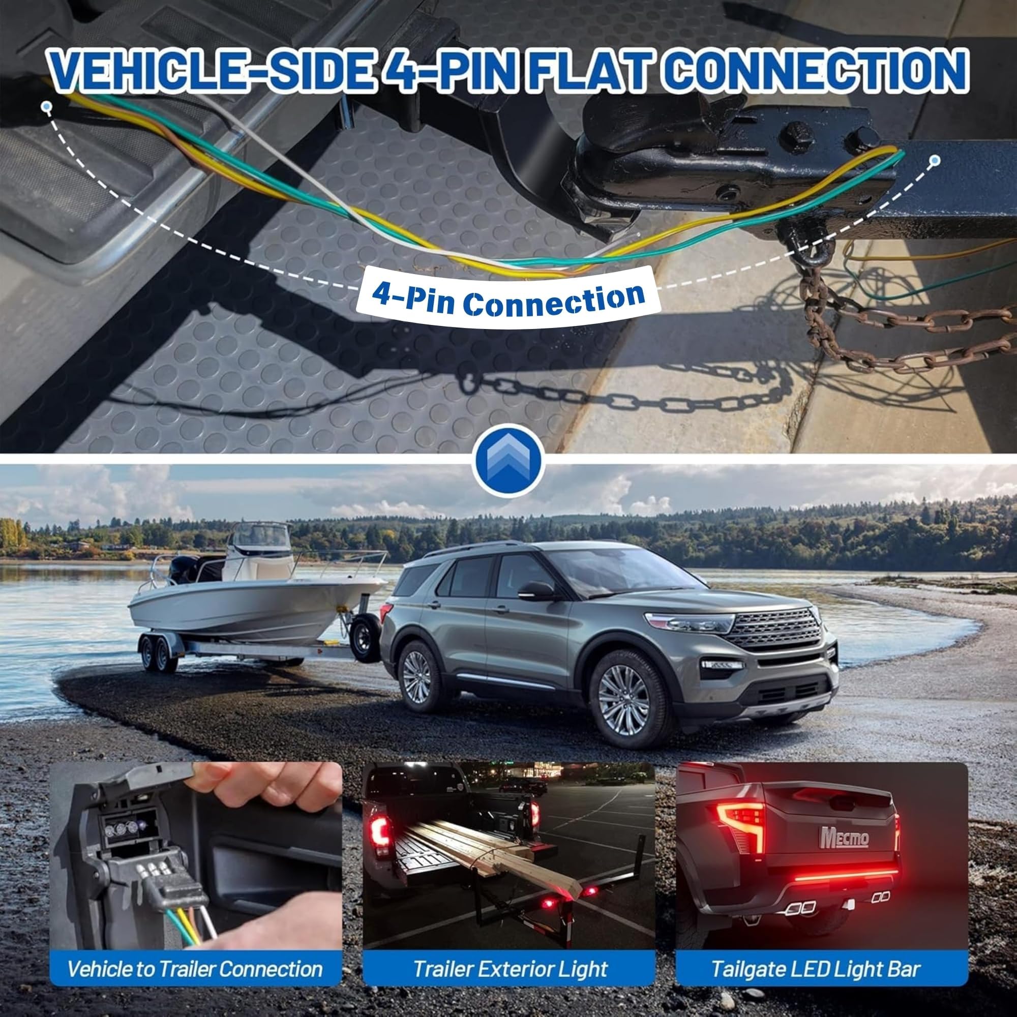 4-Pin Trailer Wiring Harness for 2016-2022 Honda Pilot & 2019-2025 Honda Passport | 56291 T-Connector Vehicle Side Towing Hitch Harness | Easy Trailer Light Connection | Factory Tow Package Required | Perfect for RV Camping, Boat Towing & Utility Trailers