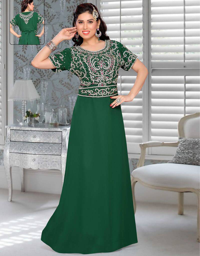 Elegant A-Line Moroccan Kaftan Dress for Women - Flowy Boho Maxi Dress with Embroidery - Perfect for Beach Vacations, Summer Parties & Boho Chic Fashion