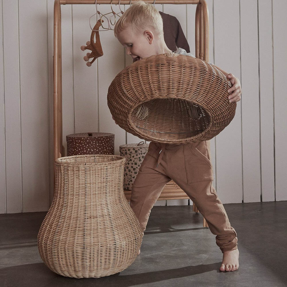 OYOY Mushroom Basket - Natural Woven Storage Basket for Home Decor, Kitchen Organization, and Nursery Storage | Eco-Friendly & Stylish Home Accessory