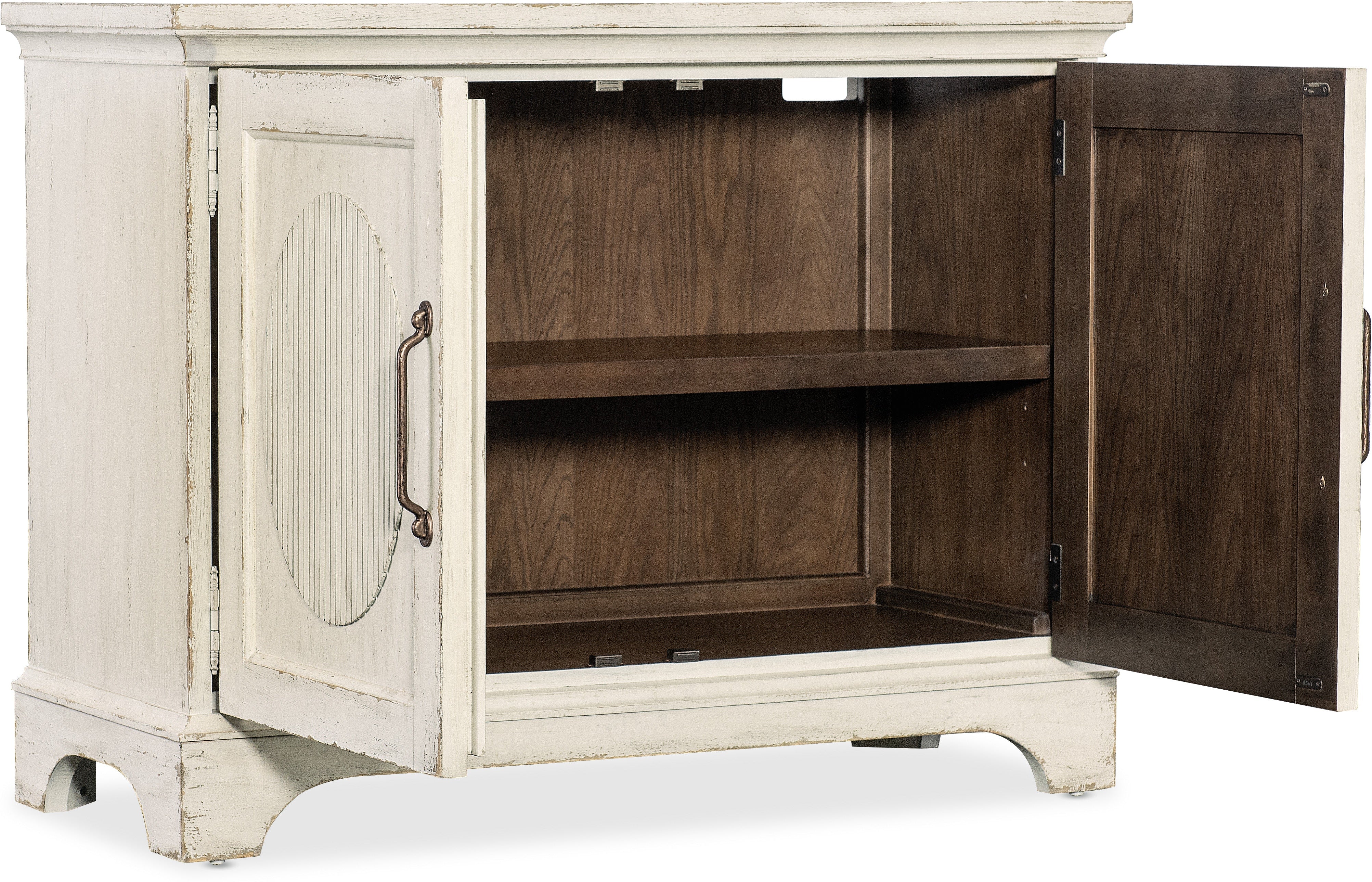 Americana Two Door Chest in White, Cream & Beige - Vintage Style Storage Cabinet for Bedroom, Living Room & Entryway