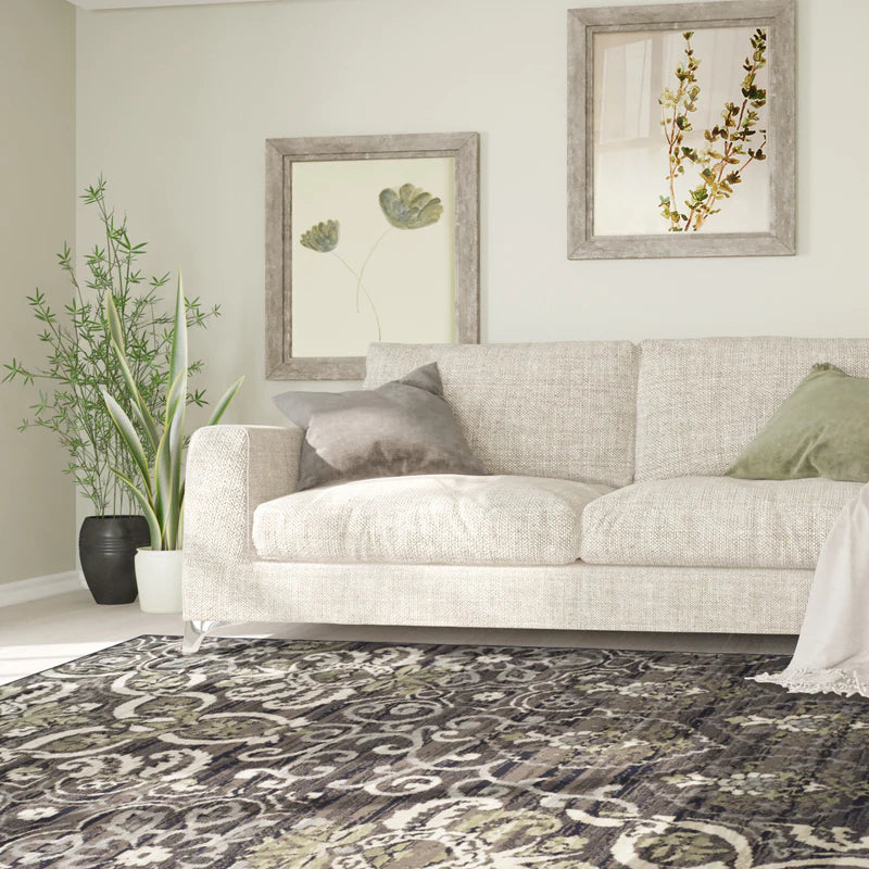 Elegant Caldwell Floral Scroll Indoor Area Rug & Runner - Non-Slip Soft Living Room Carpet for Home Decor, Bedroom, Hallway - Perfect for Boho, Farmhouse & Modern Style Interiors