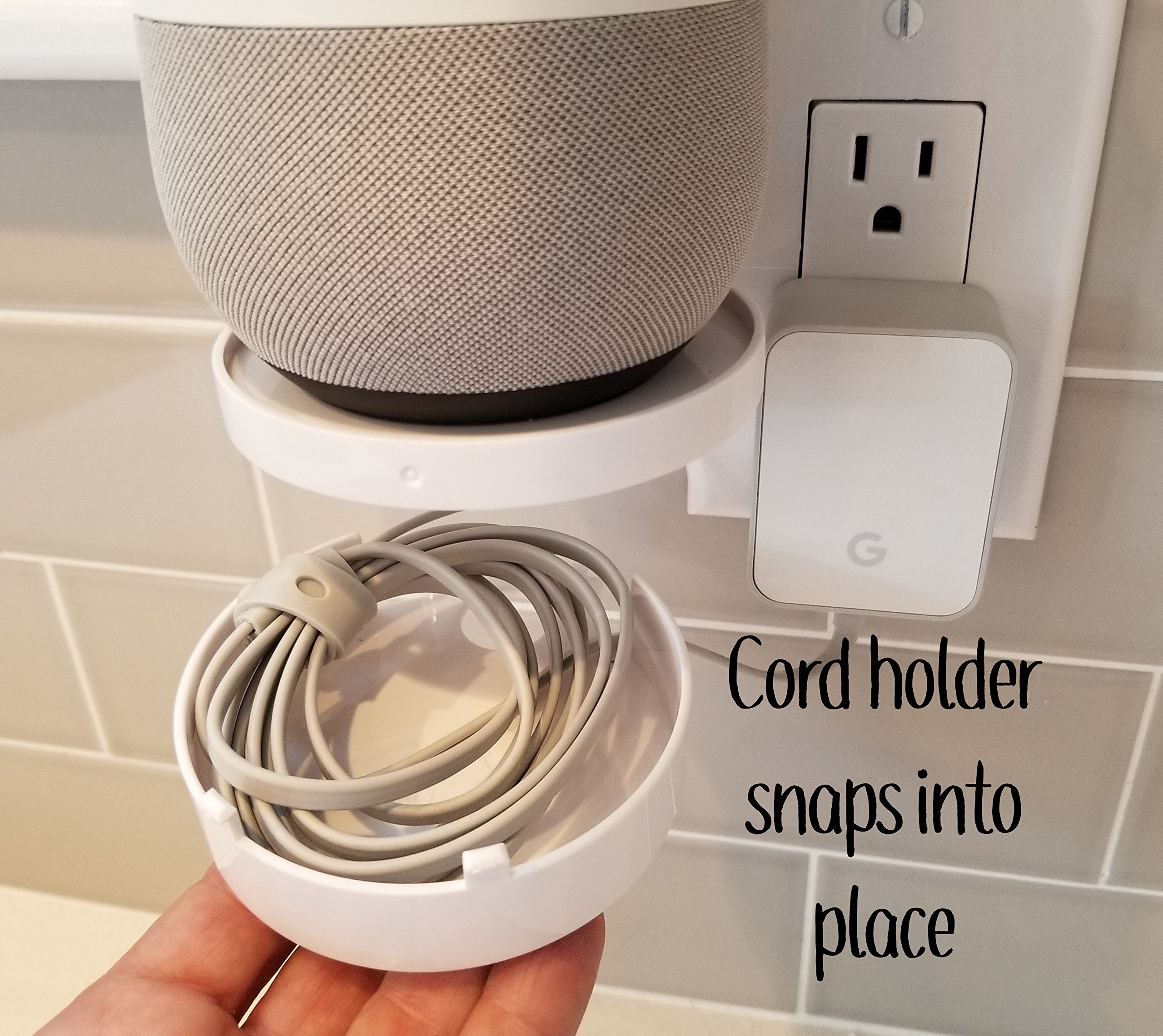Mount Genie Smart Home Outlet Shelf - Hidden Cord Organizer with Custom Short Cables for Google Home, Nest, Security Cameras & Smart Speakers | Perfect for Clutter-Free Walls & Organized Smart Home Setup