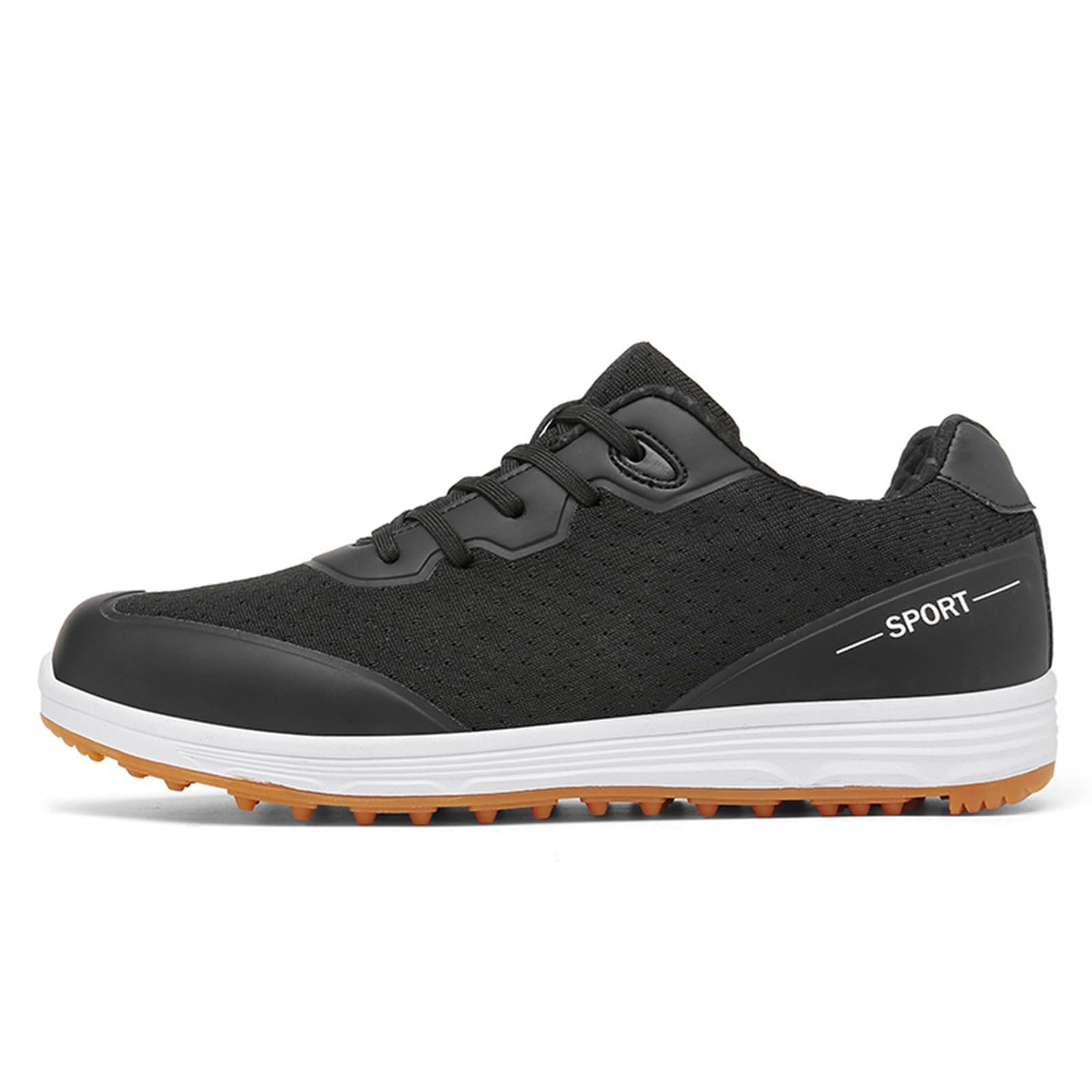 DHAEY Unisex Waterproof Spikeless Golf Shoes - Leather Non-Slip Sport Sneakers for Men & Women | Outdoor Walking & Golf Training (Black, Size 12.5 Women/11 Men) | Perfect for Golf Courses, Driving Range & Casual Wear