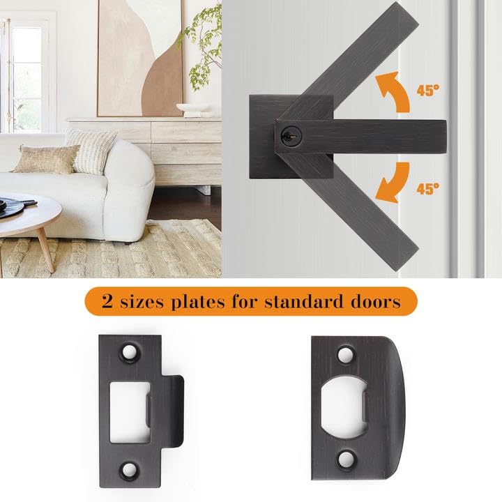 Probrico 10 Pack Keyed Entry Lever Door Handles with Lock & Different Keys - Square Locking Leverset for Front Door or Office - Heavy Duty Oil Rubbed Bronze - Right & Left Handed Installation - Perfect for Home Security, Office Privacy & Commercial Buildings