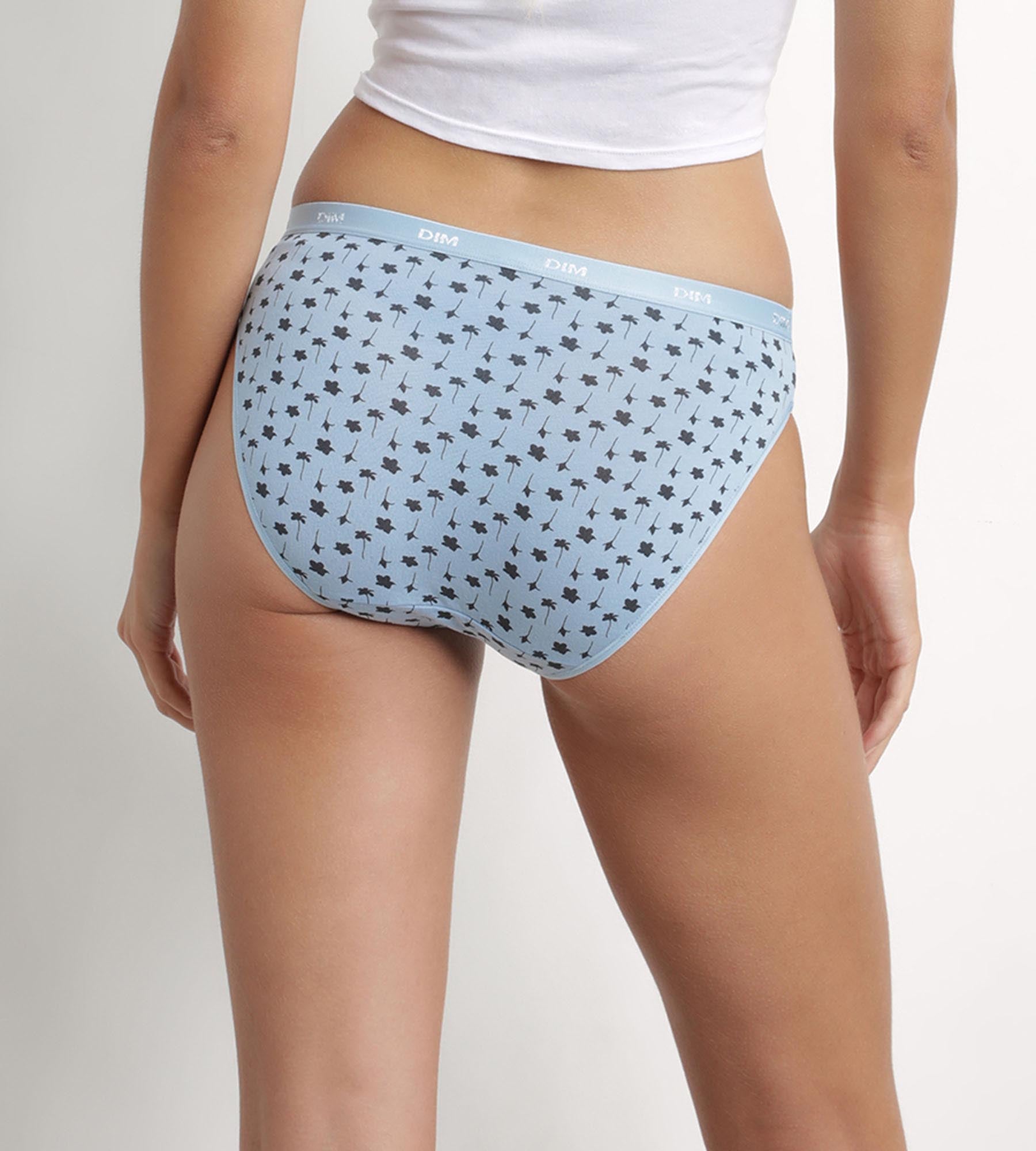 3 Pack Women's Cotton Stretch Underwear - Floral Print Blue Panties | Comfortable & Breathable for Daily Wear, Yoga & Sleep
