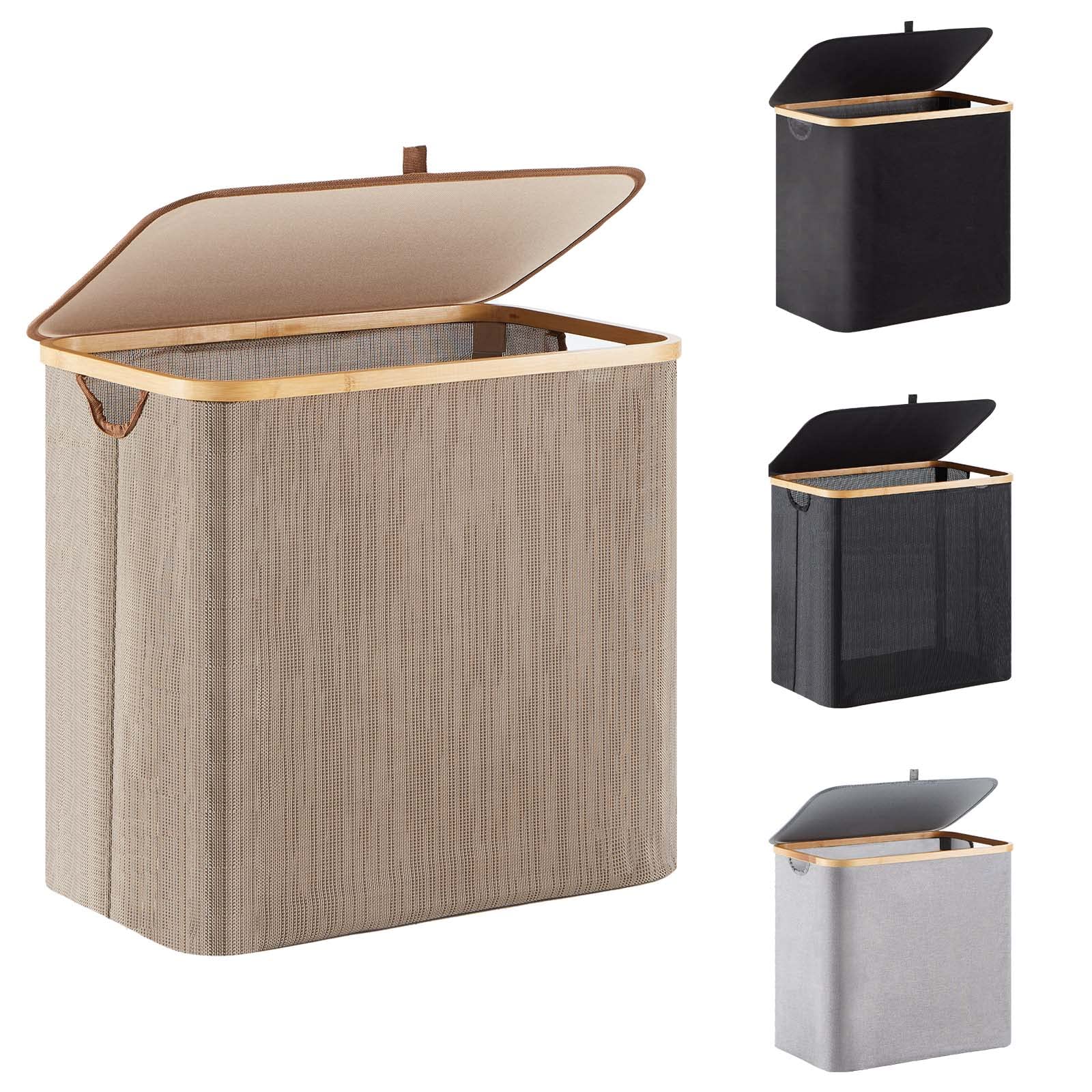 YOUDENOVA 90L Large Laundry Hamper with Lid - Collapsible Dirty Clothes Basket with Handles, Foldable Storage Bin for Towels, Blankets & Toys - Perfect for Dorm, Bedroom, Closet & Bathroom Organization (Brown)
