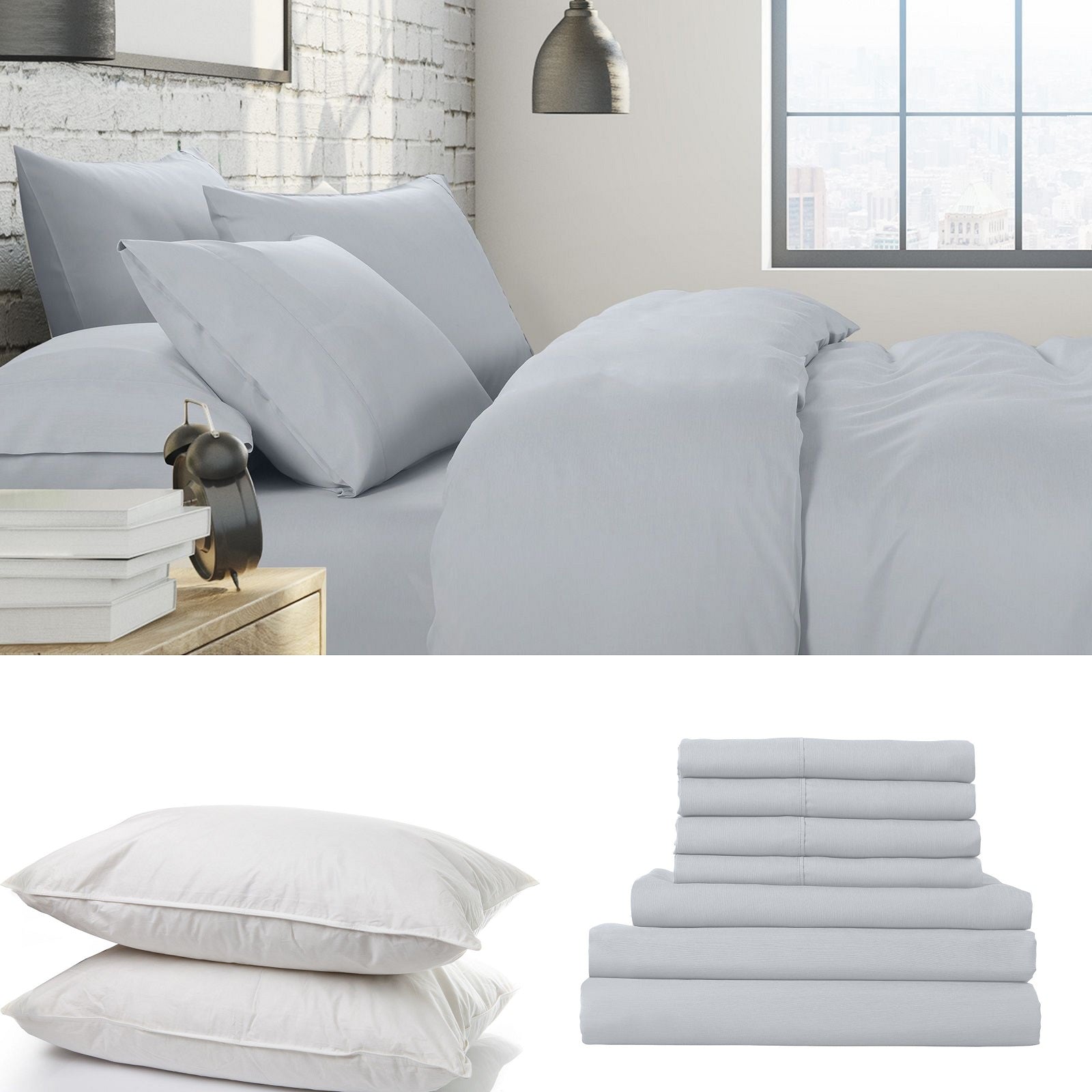 Luxury 1500 Thread Count 6-Piece Queen Size Bedding Set with 2 Duck Feather Down Pillows - Soft Indigo Blue Comforter, Sheets & Pillowcases for Cozy Sleep | Perfect for Master Bedroom, Guest Room & Hotel Style Decor