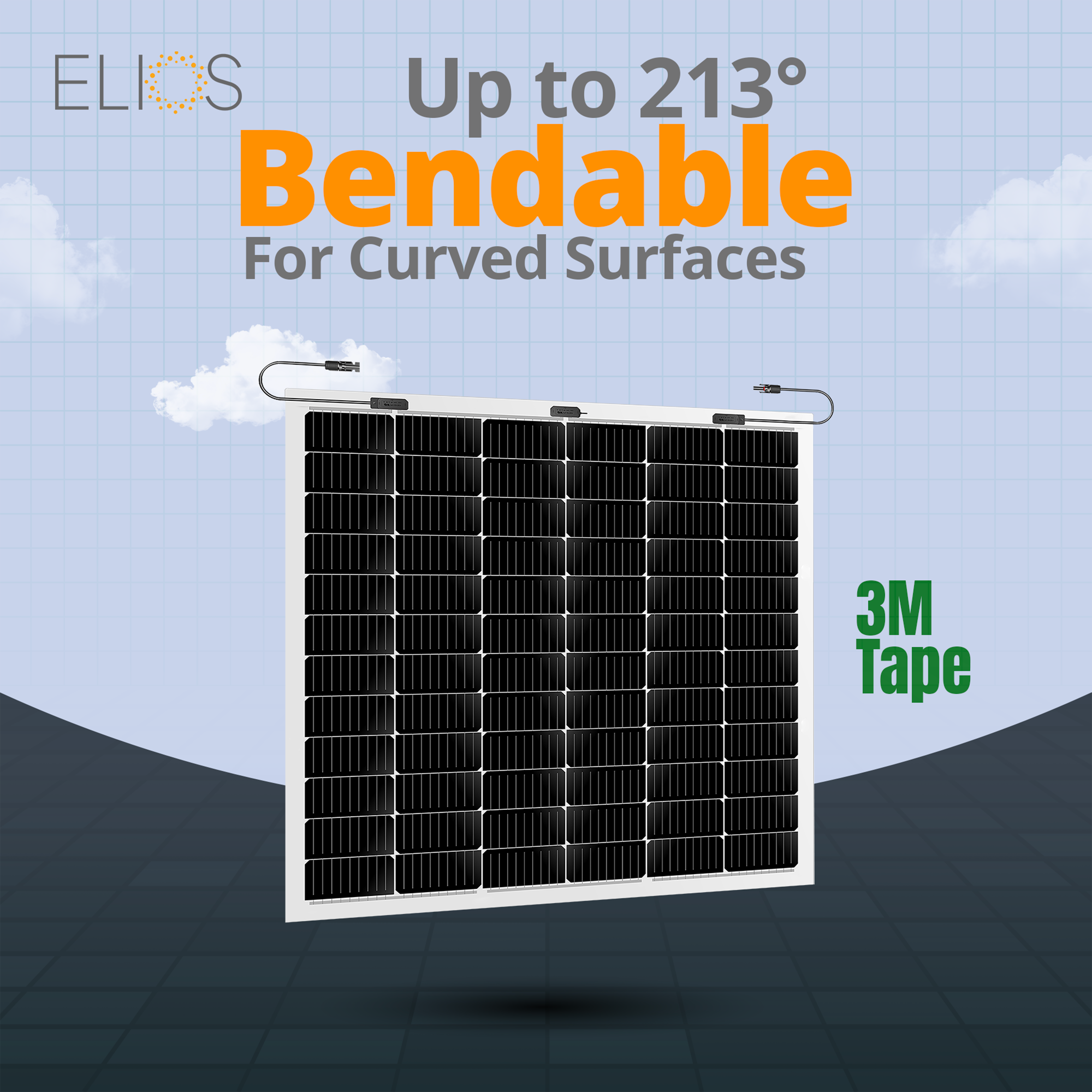 2 Pack Elios Voltaic210F T 210W Semi-Flexible Solar Panel with 3M Adhesive Tape - Perfect for RV, Boat, Camping & Off-Grid Power Solutions