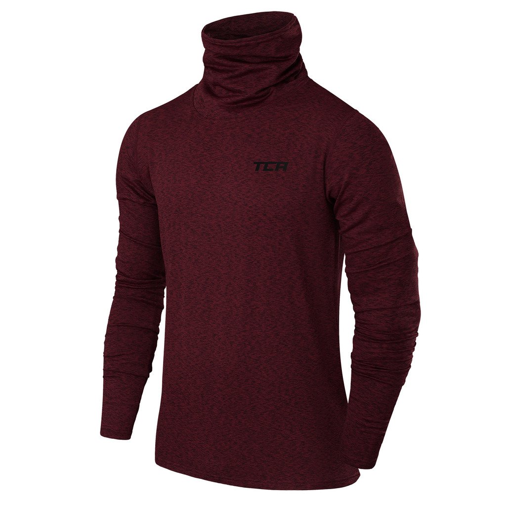 TCA Men's Thermal Running Shirt - Funnel Neck Warm-Up Top for Cold Weather Jogging & Outdoor Workouts