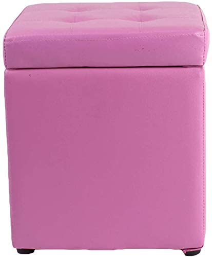 DYPXG Faux Leather Storage Ottoman Bench - 30x30x35cm (12x12x14 Inch) Purple Foot Stool Cube with Hinge Top, Toy Box Organizer for Living Room, Bedroom & Nursery