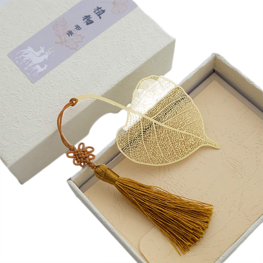 Vintage Metal Bookmark with Chinese Knot Pendant - Handmade Bodhi Leaf Design for Book Lovers, Students & Travel Readers | Perfect Reading Accessory, Bookworm Gift & Page Turner for Literature Fans | Great for Study, Travel & Relaxation Reading