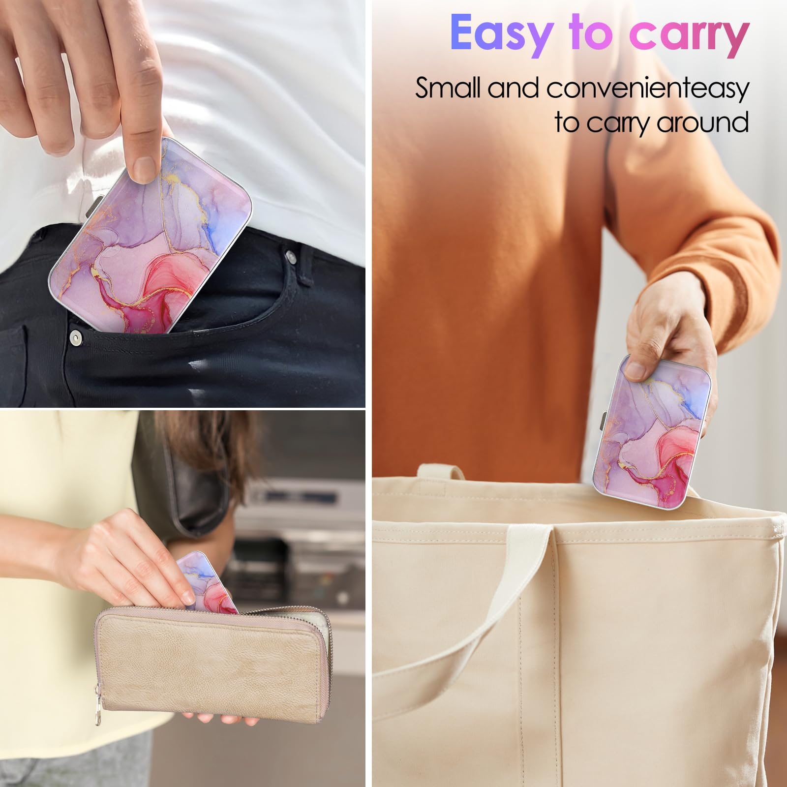 Portable Dental Floss Case with Dispenser - Compact Travel Floss Holder for Floss Picks of All Sizes - Pink Marble Design - Perfect for Travel, Hotels, Restaurants & On-the-Go Oral Care
