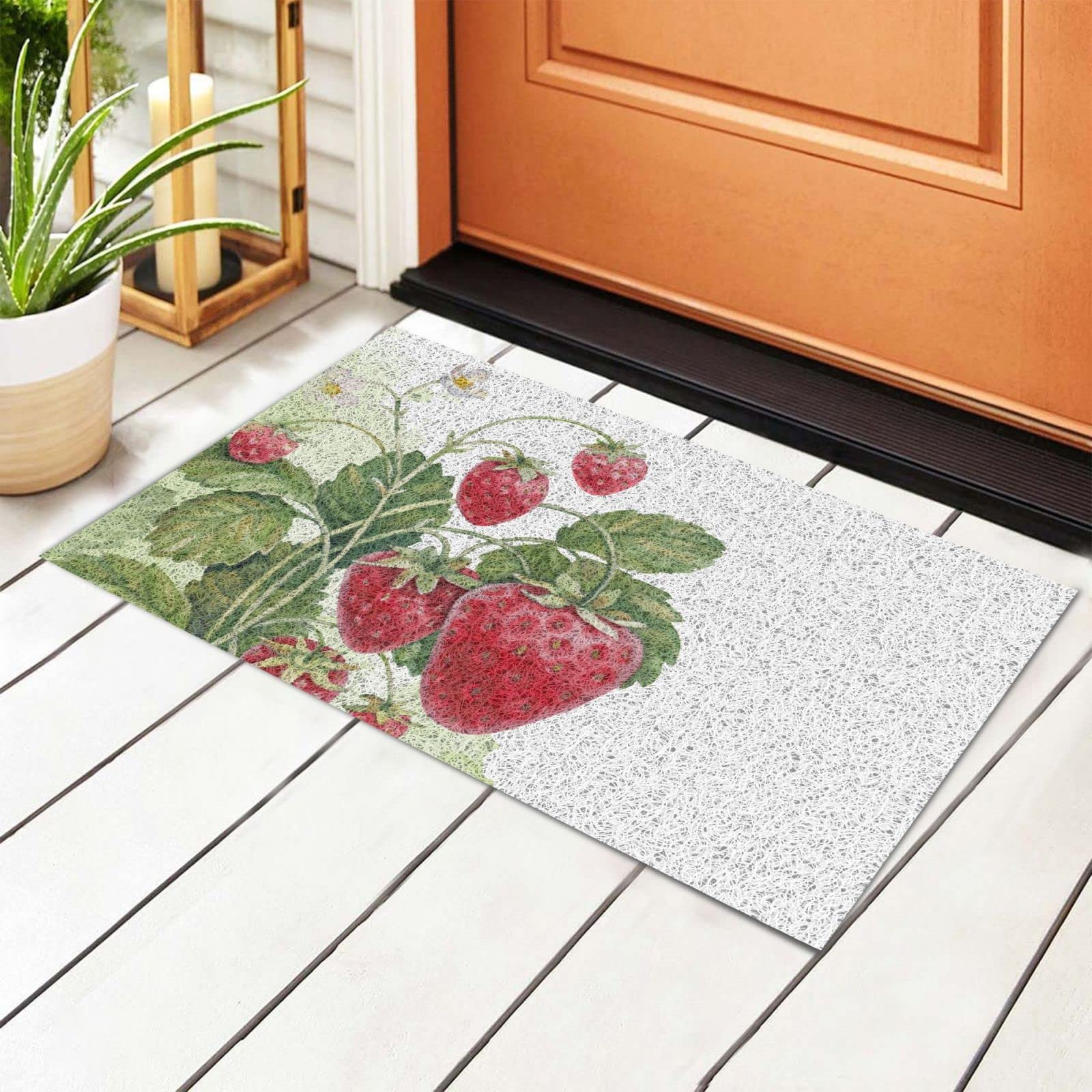 Personalized Strawberry Welcome Mat - Non-Slip Indoor/Outdoor Doormat for Home Decor