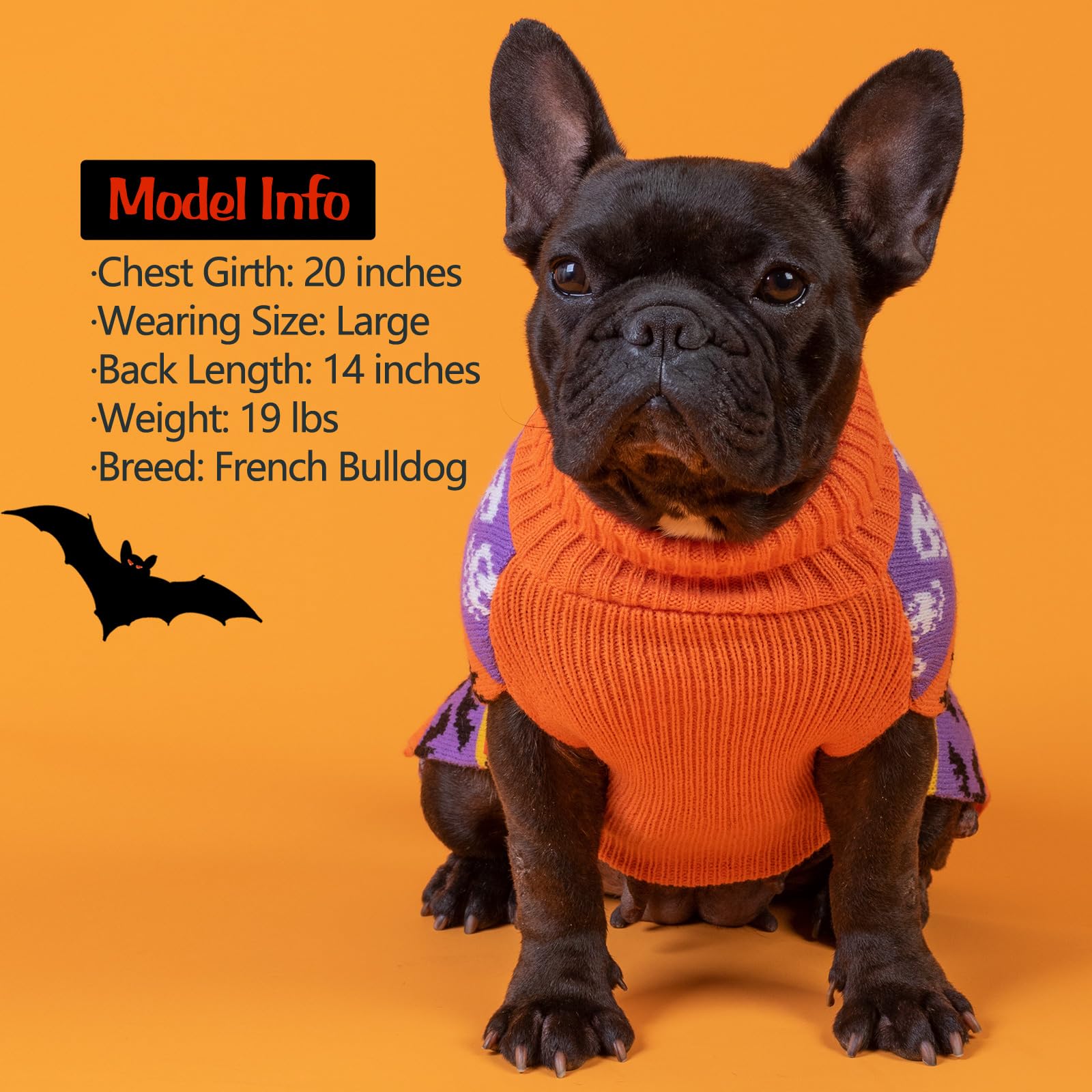 KYEESE Halloween Dog Sweater for Small Dogs - Cute Pumpkin Ghost Pattern Pet Apparel, Size L - Perfect for Halloween Costume Parties & Photo Shoots