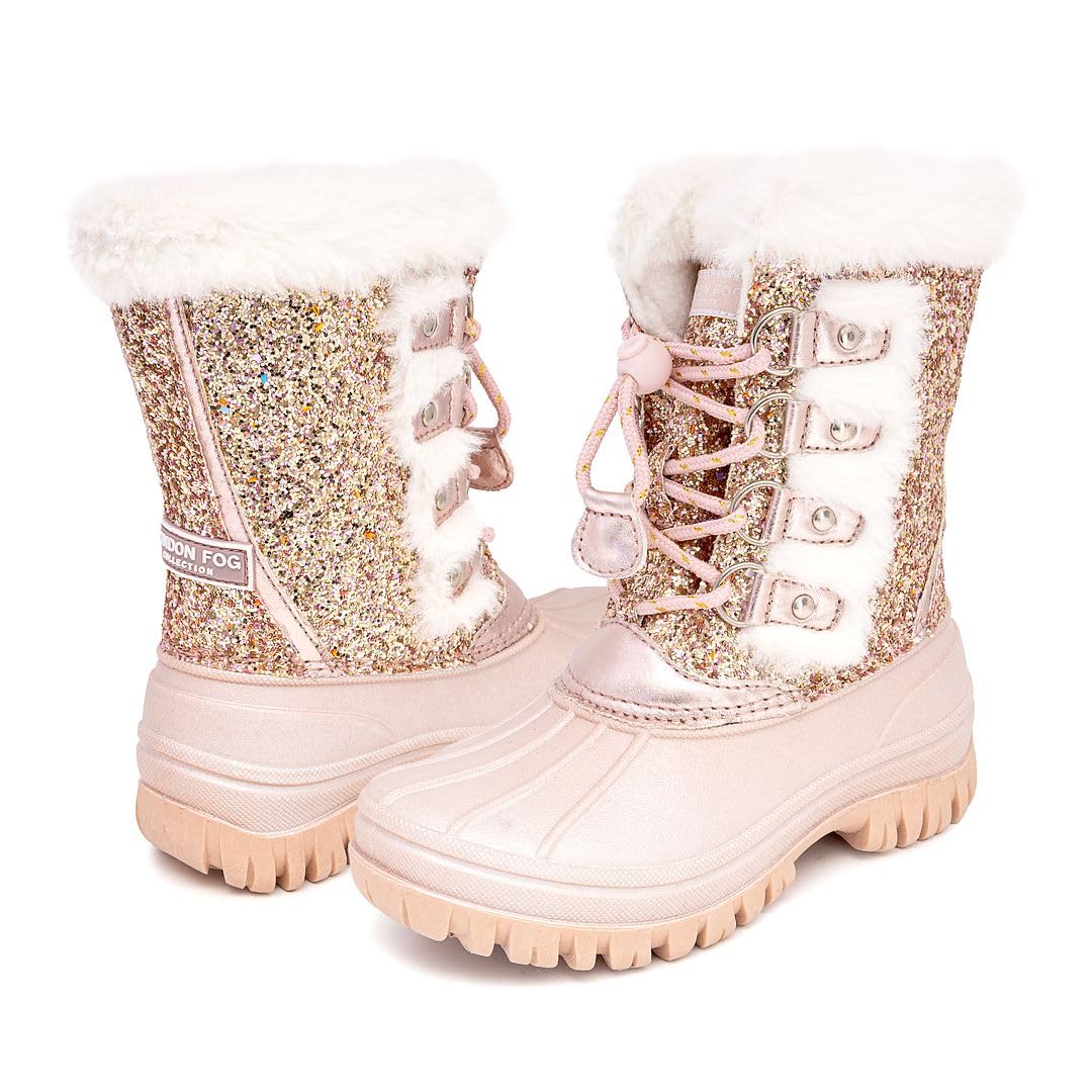LONDON FOG Girls' Winter Snow Boots - Insulated Waterproof Cold Weather Boots for Toddler & Youth | Warm Lined Snow Booties for Girls, School, Outdoor Play & Snowy Days