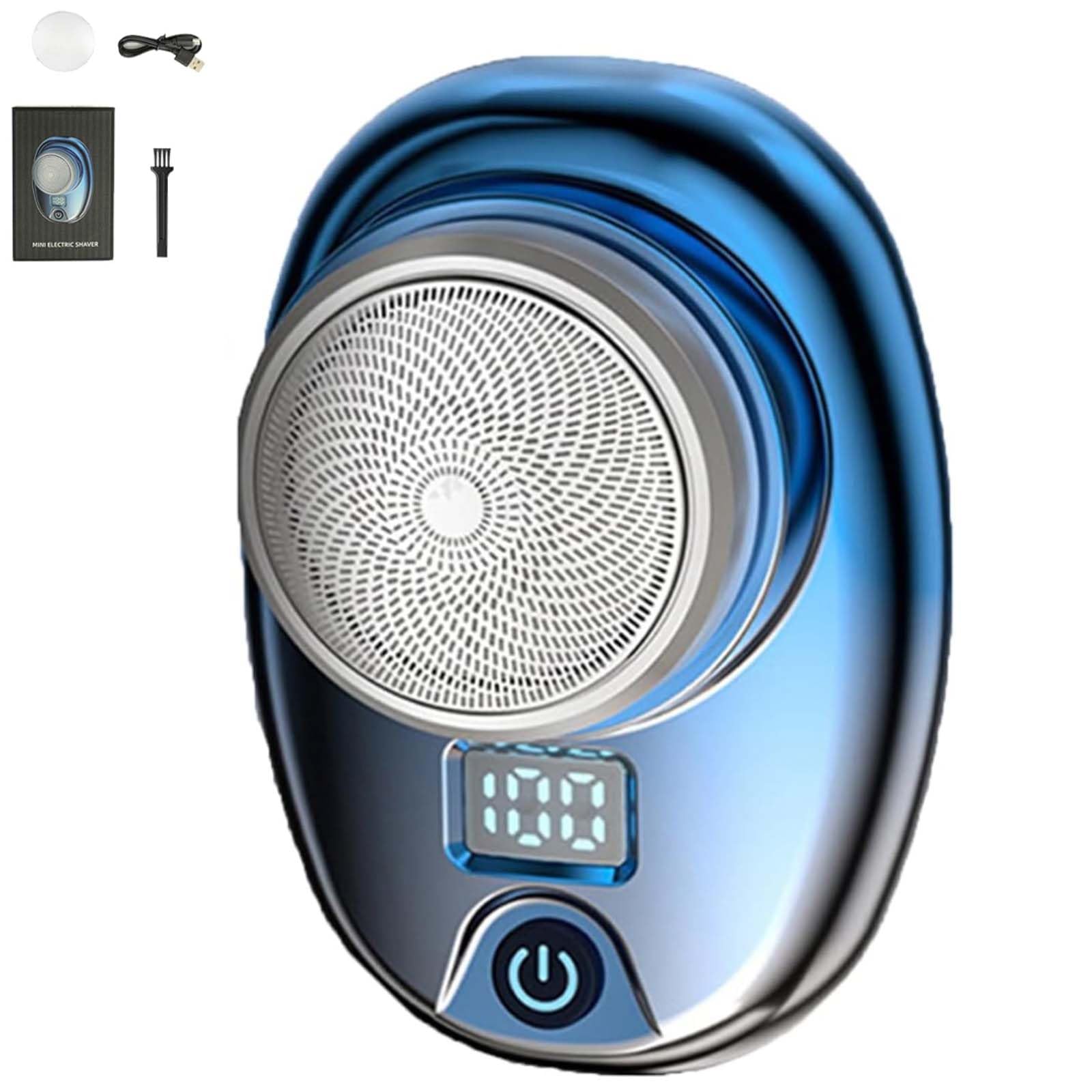 Pyrinov Rechargeable Waterproof Electric Shaver for Men - Multifunctional Mini Portable Trimmer with LED Display | Perfect for Travel, Gym & Daily Grooming (Blue)