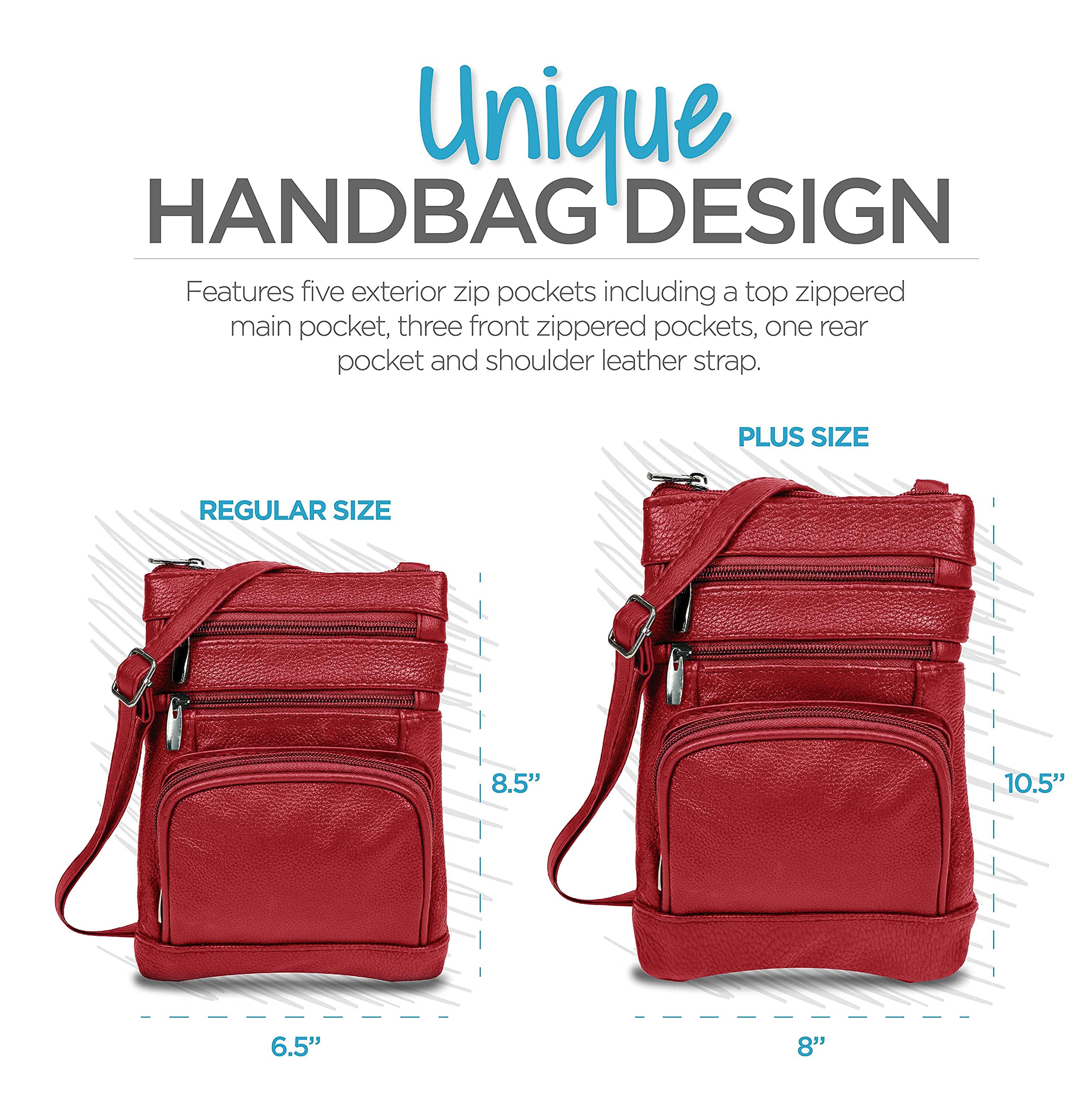 Krediz Genuine Leather Crossbody Bags for Women - Adjustable Strap Multi-Pocket Shoulder Purse - Soft & Durable Handbag for Daily Use, Travel & Shopping
