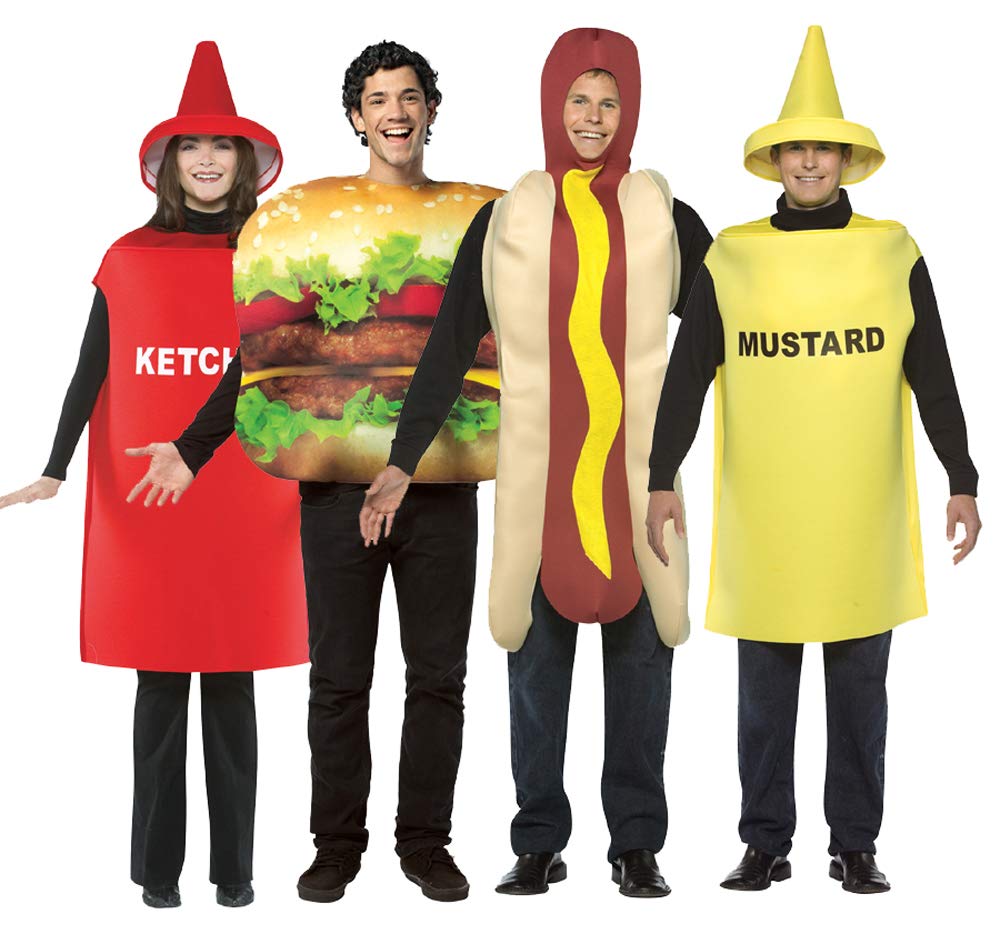 Fast Food Costume Set for Halloween & Cosplay - Burger, Hot Dog, Ketchup & Mustard Outfits for Adults & Kids - Perfect for Parties, Parades & Themed Events