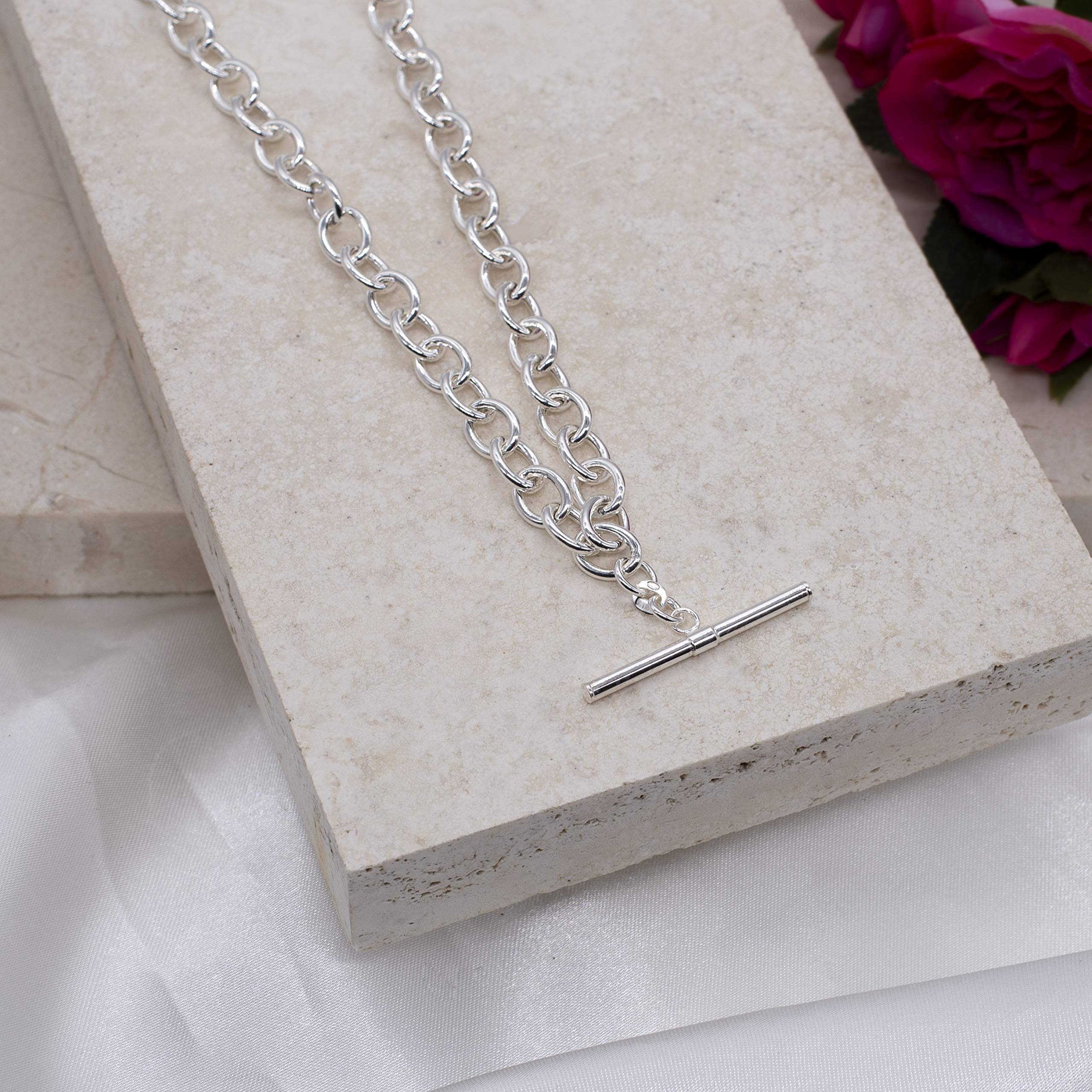 Sterling Silver T-Bar Belcher Chain for Women - Elegant Tuscany Silver Jewelry - Perfect for Layering, Gifts & Everyday Wear