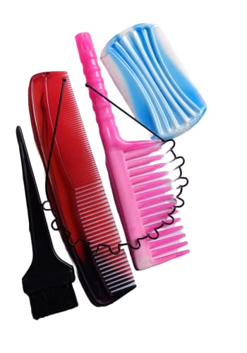 Premium Handmade Double Tooth Lice Comb & Hair Dye Brush Set (Pack of 1) - Classic Zig Zag Hair Band for Hair Styling, Mehndi Application & Scalp Care - Perfect for Home Salon, Travel & Professional Use