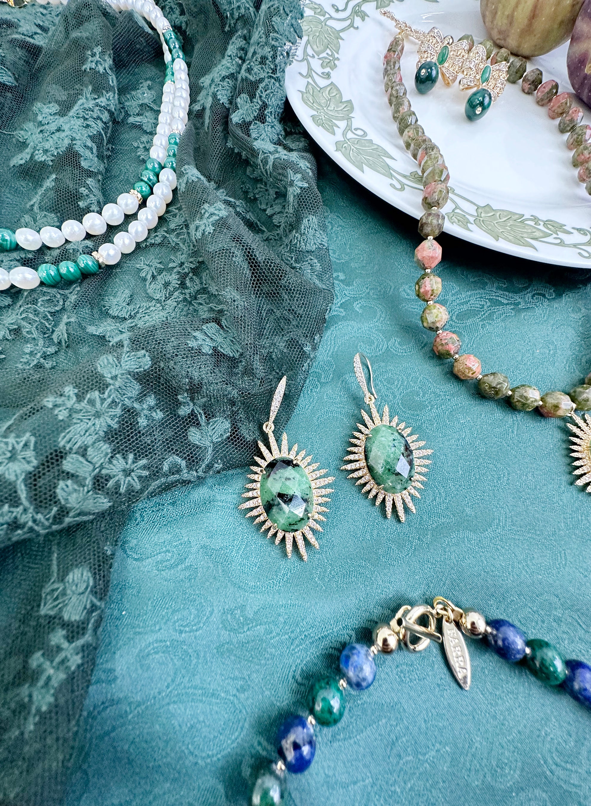 Green Zoisite Statement Earrings KE014 | Handmade Tanzanite Jewelry for Women | Perfect for Weddings, Parties & Special Occasions