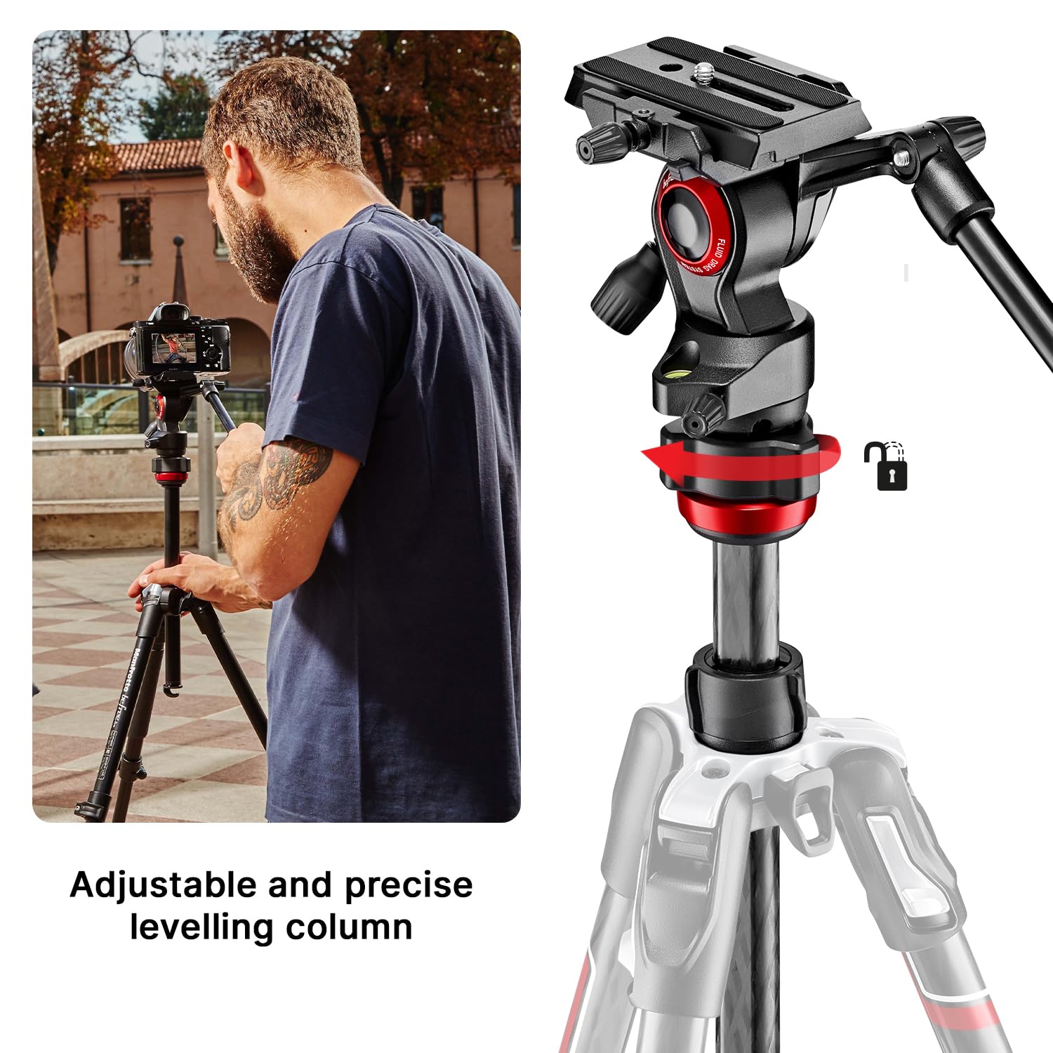 Manfrotto Befree Live 4-Section Carbon Fiber Video Tripod with Fluid Head - Lightweight Travel Tripod for DSLR Cameras, Mirrorless Cameras & Video Shooting - Perfect for Vlogging, Live Streaming & Outdoor Photography (Black/Silver)