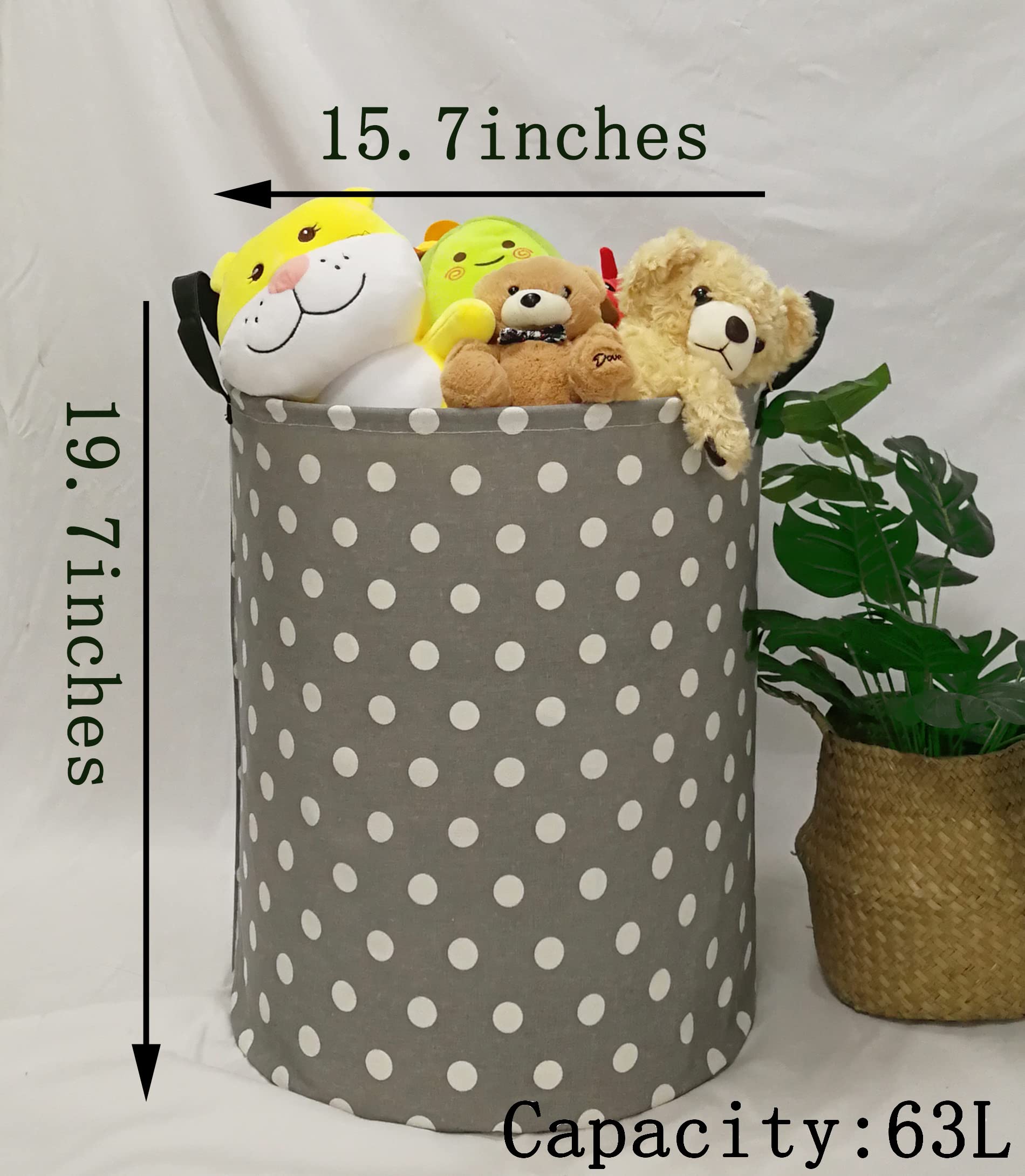 Waterproof Canvas Storage Bin & Laundry Hamper with Handles - Multi-Purpose Clothes Basket, Toy Organizer, Nursery Hamper for Home, Office, Dorm (Gray Dot) | Perfect for Closet Organization, Baby Room Storage & Gift Basket