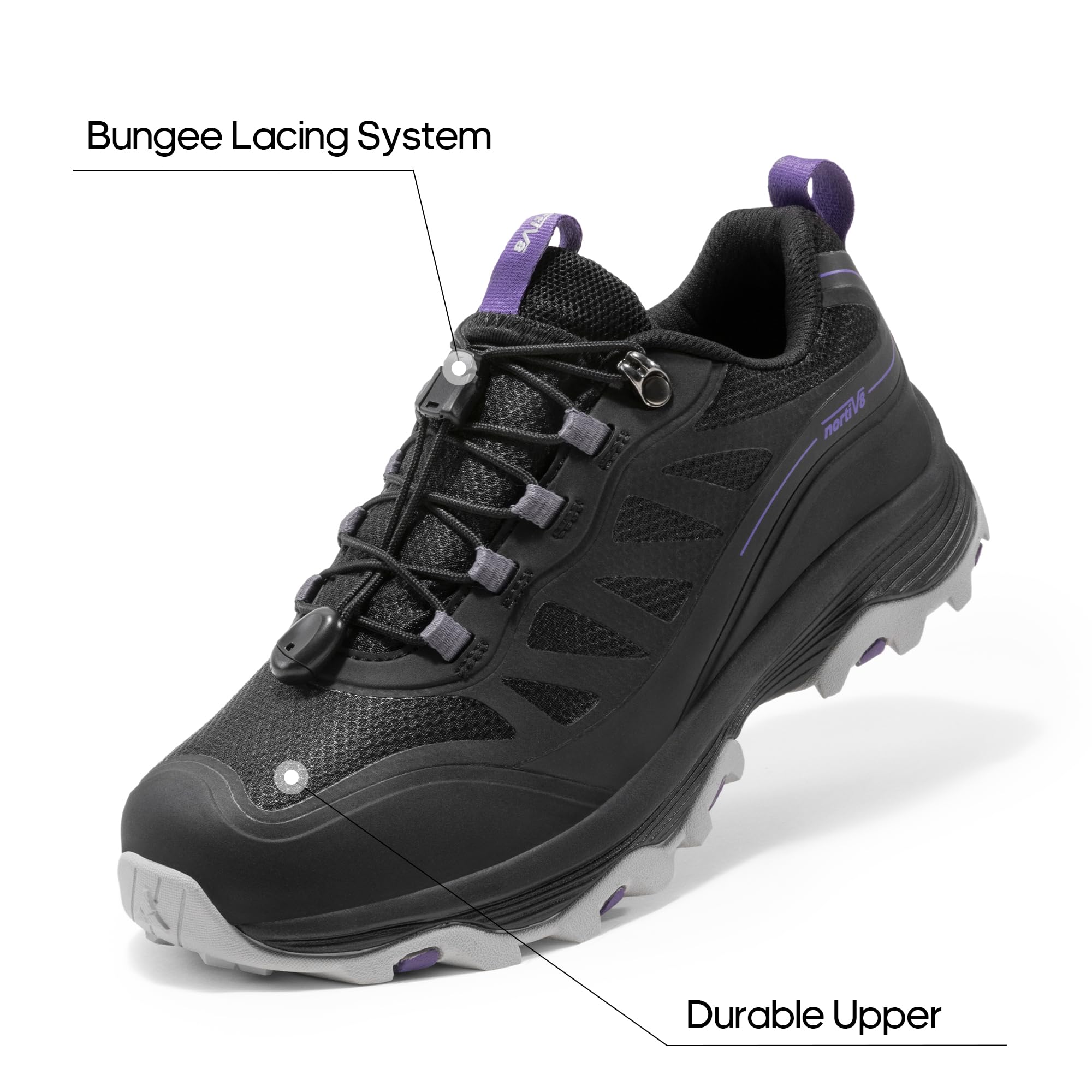 NORTIV 8 Women's Waterproof Hiking Shoes - Quick Lace Trail Running Sneakers for Outdoor Walking, Trekking, Camping & Tennis - Lightweight Non-Slip Canyon Hikers for Women (Perfect for Hiking, Travel & Daily Wear)