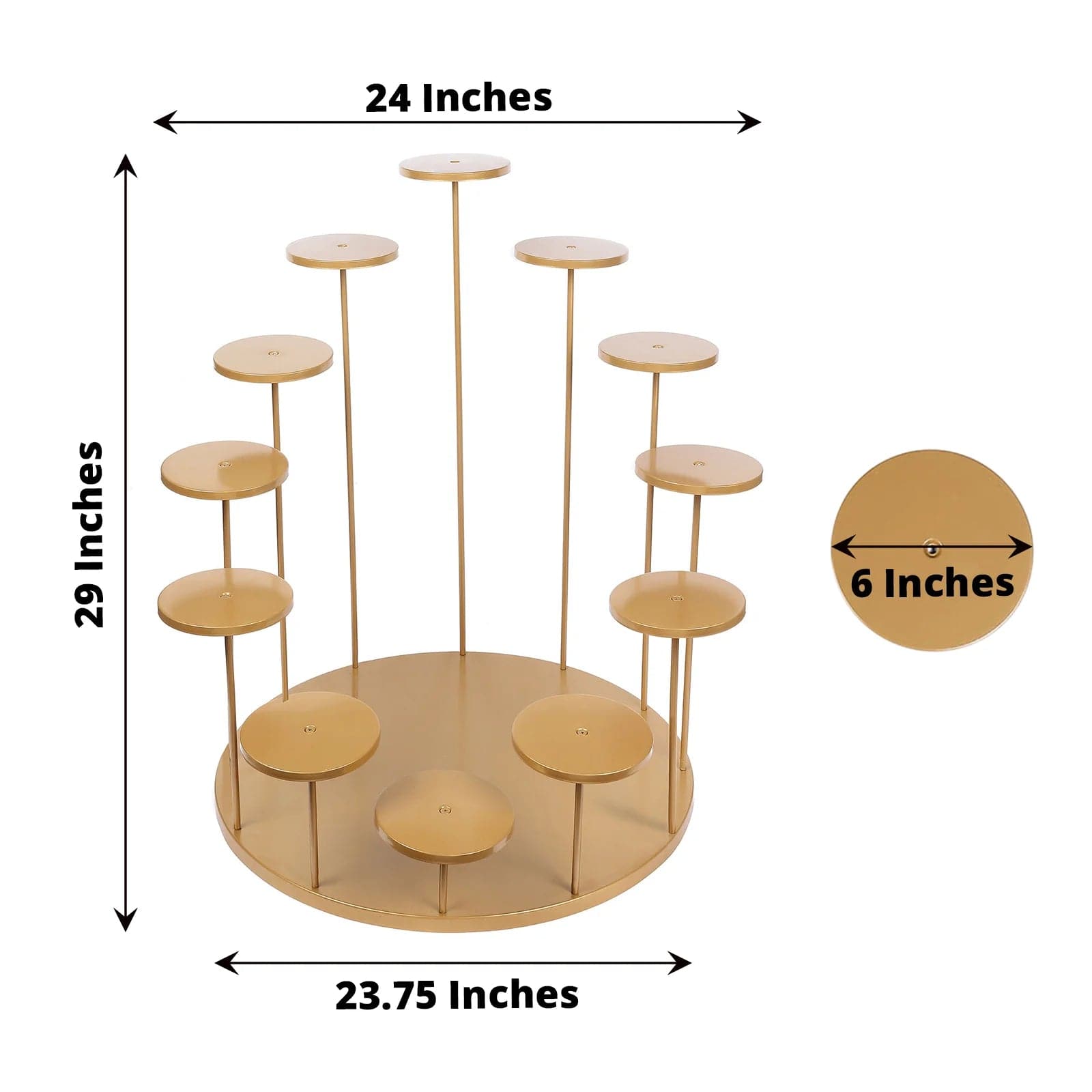 29-Tier 12-Arm Round Metal Cupcake Stand - Gold Dessert Display Holder for Parties, Weddings & Baking Events