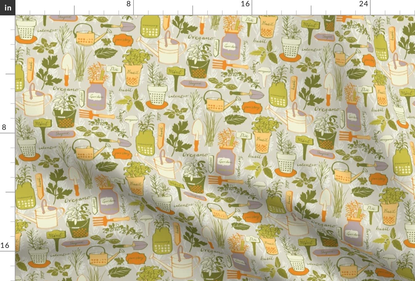 Little Herb Garden Mint Printed Minky Fabric Fat Quarter - Soft Plush Fabric for Sewing Baby Blankets, Quilt Backing & DIY Plush Toys - Perfect for Nursery Decor & Handmade Gifts