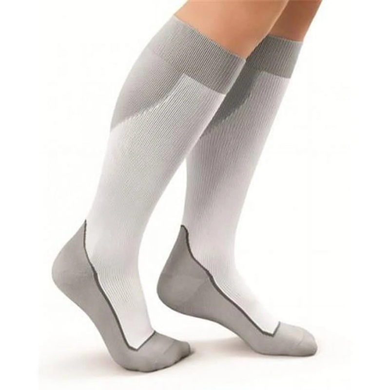 Jobst Sport 20-30 mmHg Knee High Compression Socks for Women & Men - White - Improve Circulation & Performance for Running, Travel & Recovery