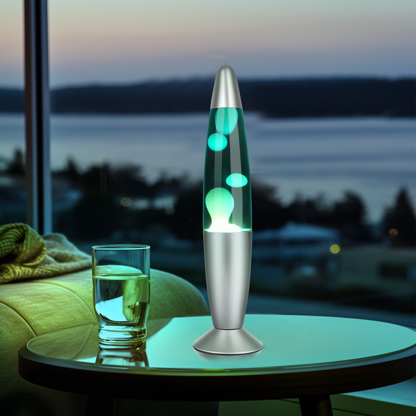 13-Inch Liquid Motion Lamp - Relaxing Wax Flow Night Light for Home, Office, Bedroom - Perfect Gift for Kids, Adults & Teens (Light Blue Liquid, White Wax) - Ideal for Stress Relief, Meditation, Christmas Decor & Birthday Presents