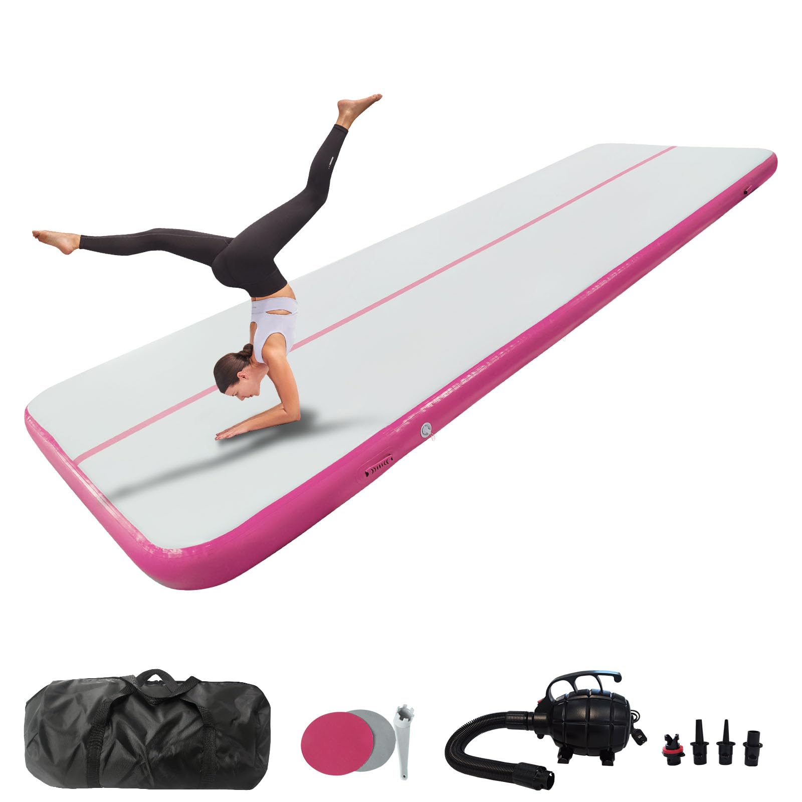 Inflatable Gymnastics Tumbling Mat 10ft/13ft/16ft/20ft - 4/8 Inch Thick Air Track Mat with Electric Pump for Home Gym, Cheerleading & Outdoor Training - Perfect for Backyard Practice, Gymnastics Classes & Fitness Workouts