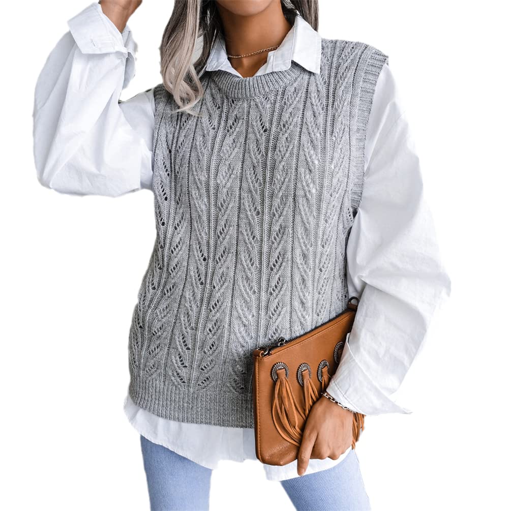 Women's Knitted Sweater Vest - Casual Plaid Pullover for Autumn & Winter | White, Blue, Pink, Gray | Perfect for Office Wear, Layering & Cold Weather Fashion