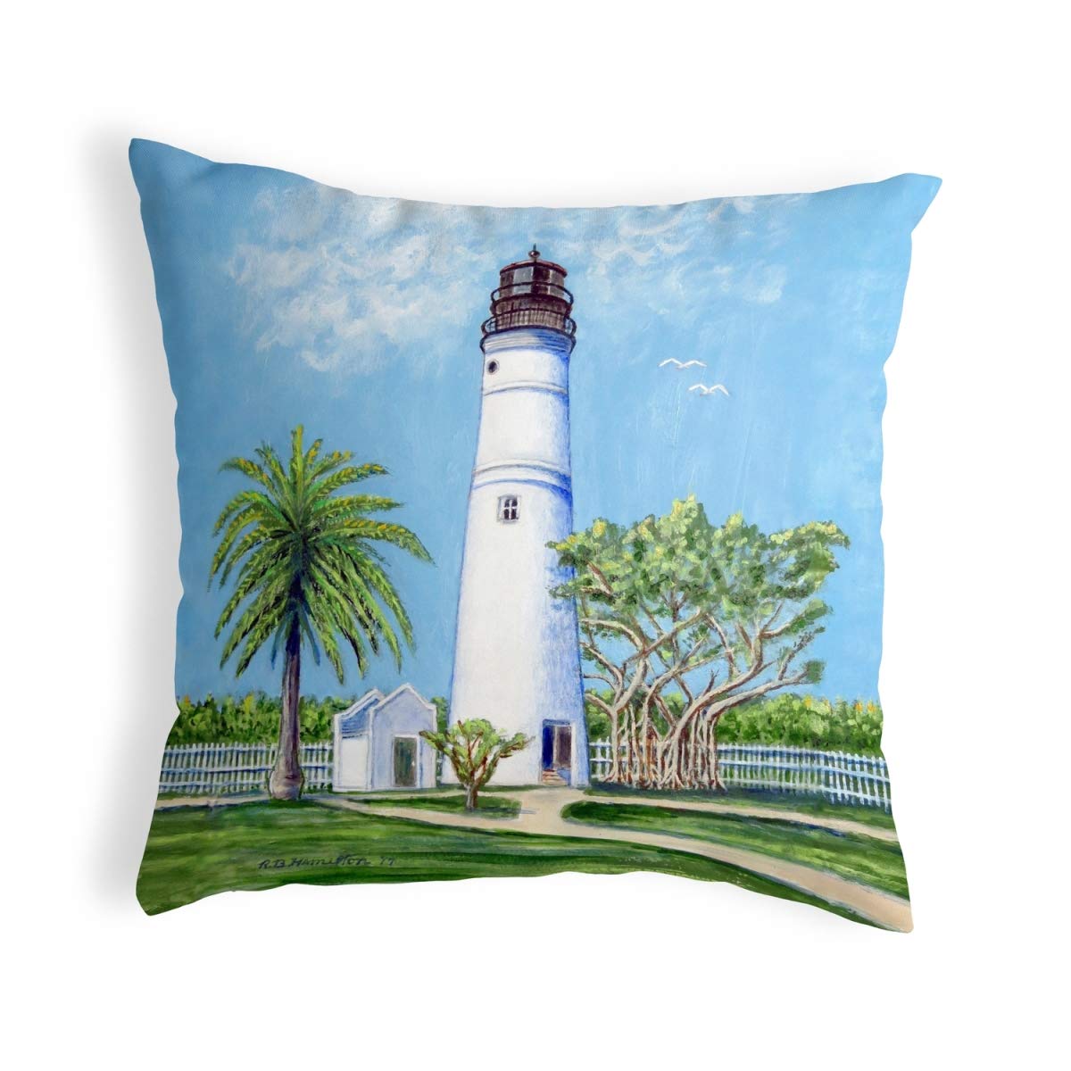 Betsy Drake KS641 Decorative Throw Pillow 12x12 Inches - Multi-Color Soft Cushion for Sofa, Bed, Living Room & Home Decor